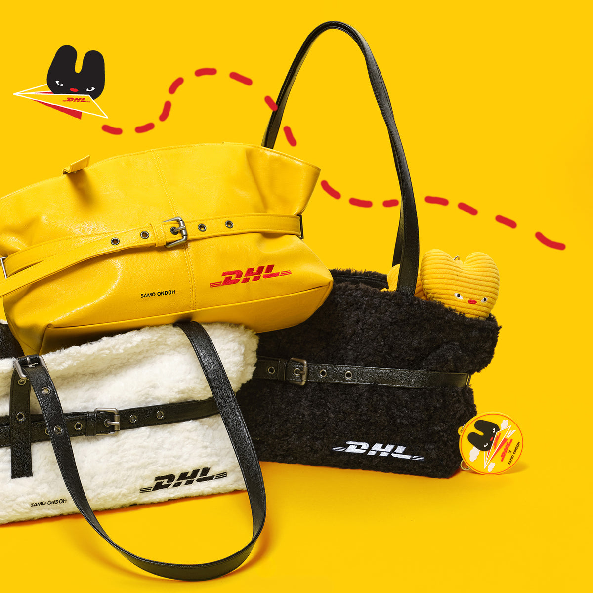 le belt bag M eco shearling DHL black
