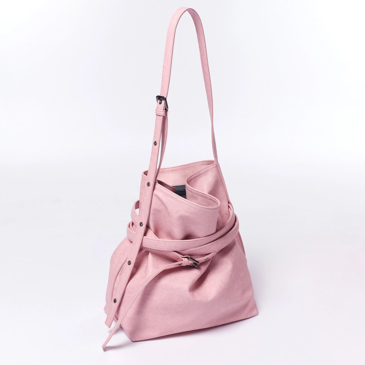 belt bucket bag M brushed pink