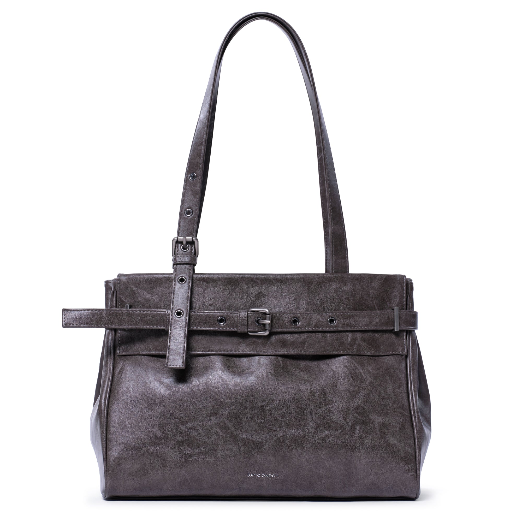 belt flap bag M baked gray
