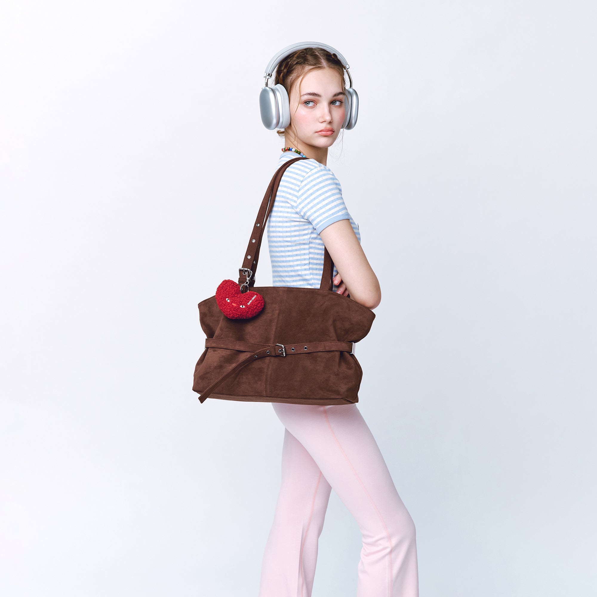 le belt bag L suede brown