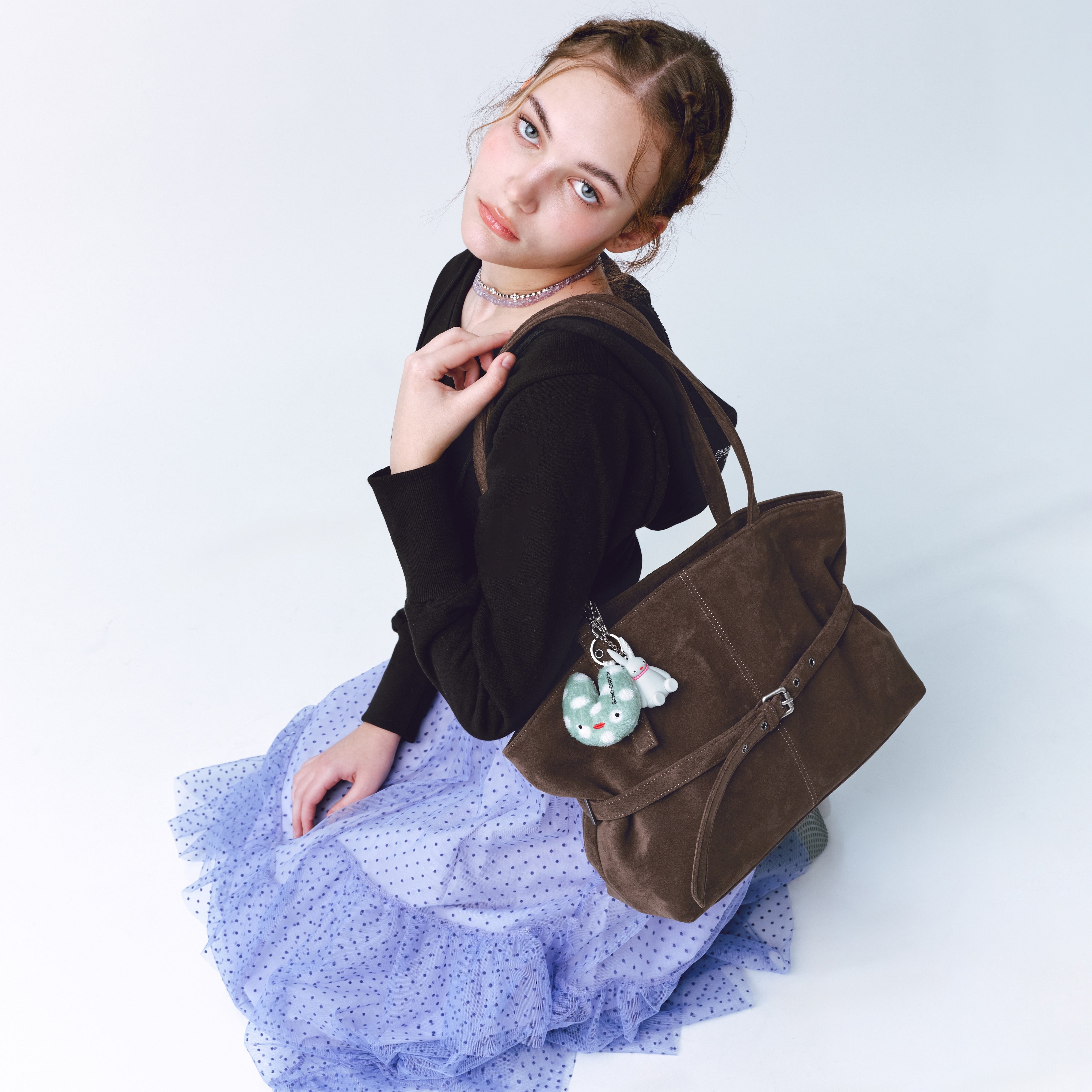 le belt bag L suede khaki gray