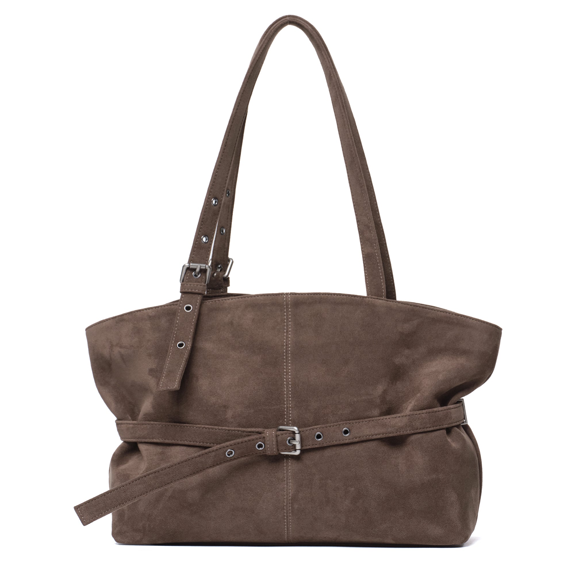 le belt bag L suede khaki gray