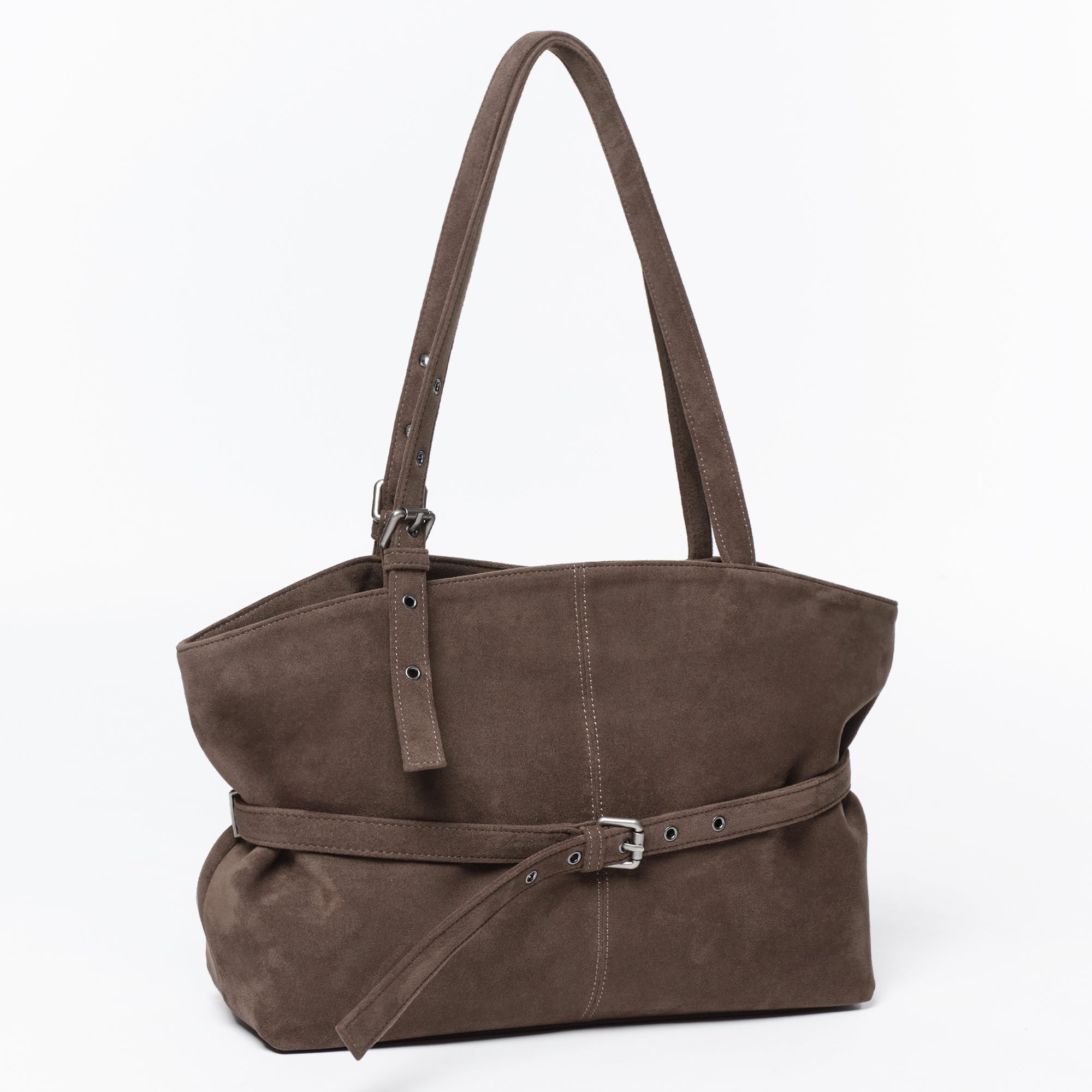 le belt bag L suede khaki gray