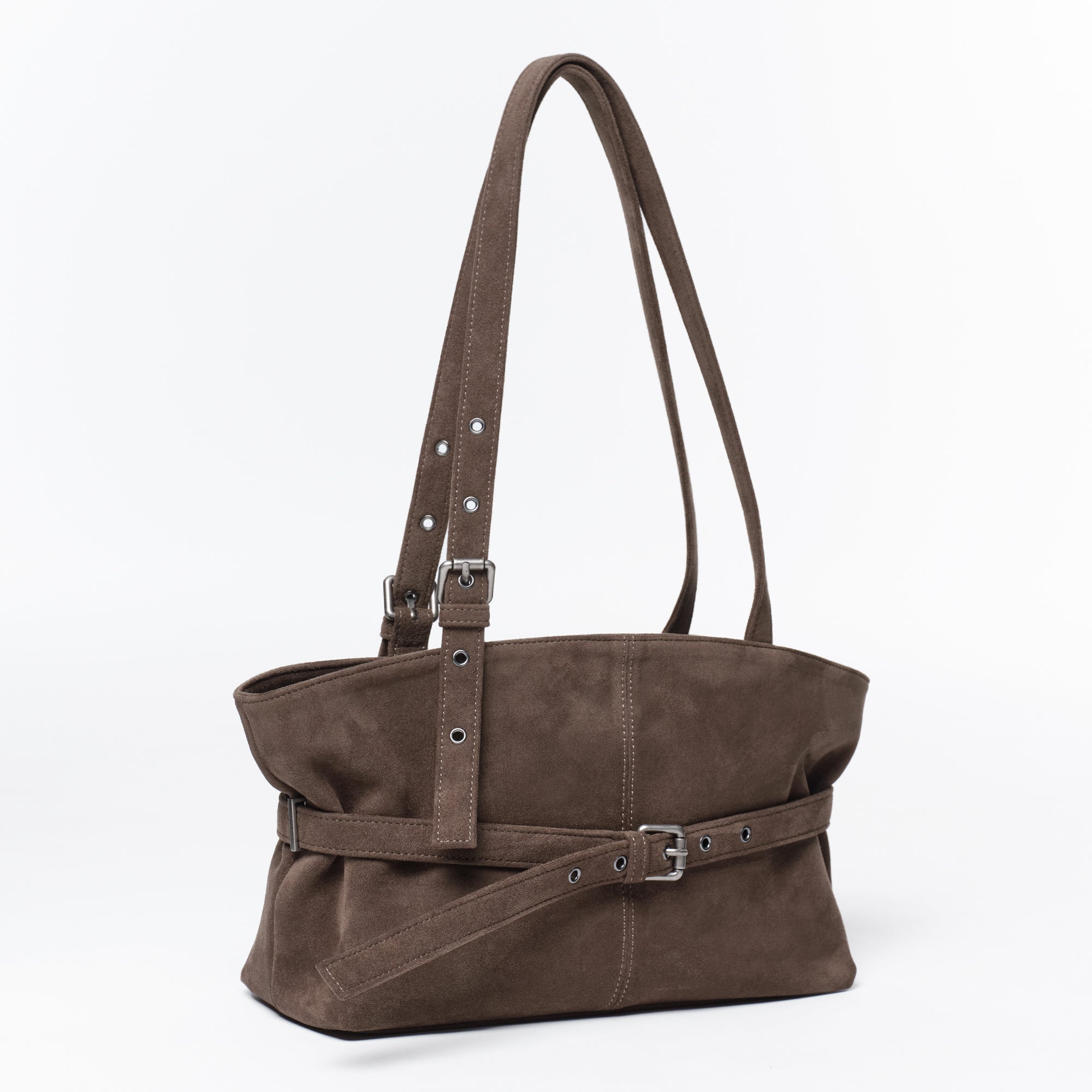 le belt bag M suede khaki gray