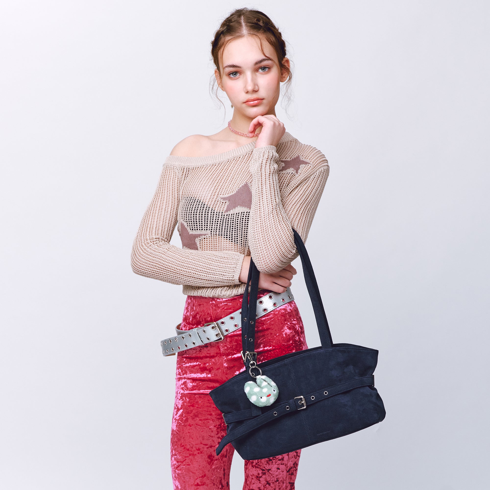 le belt bag M suede navy