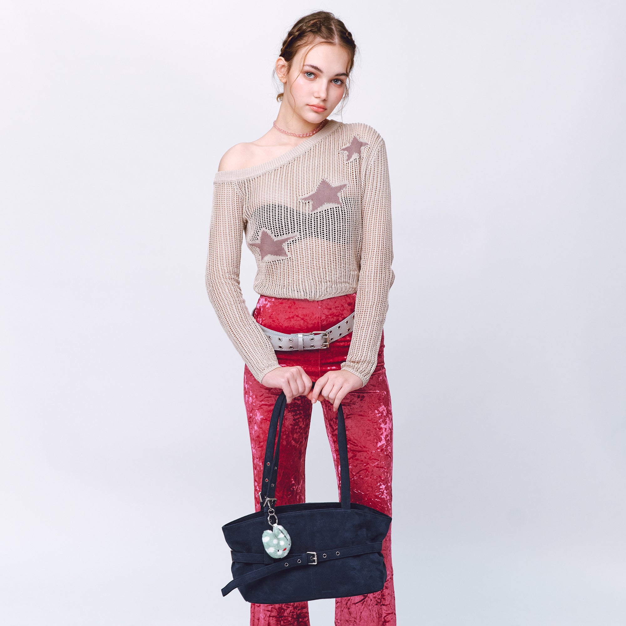 le belt bag M suede navy