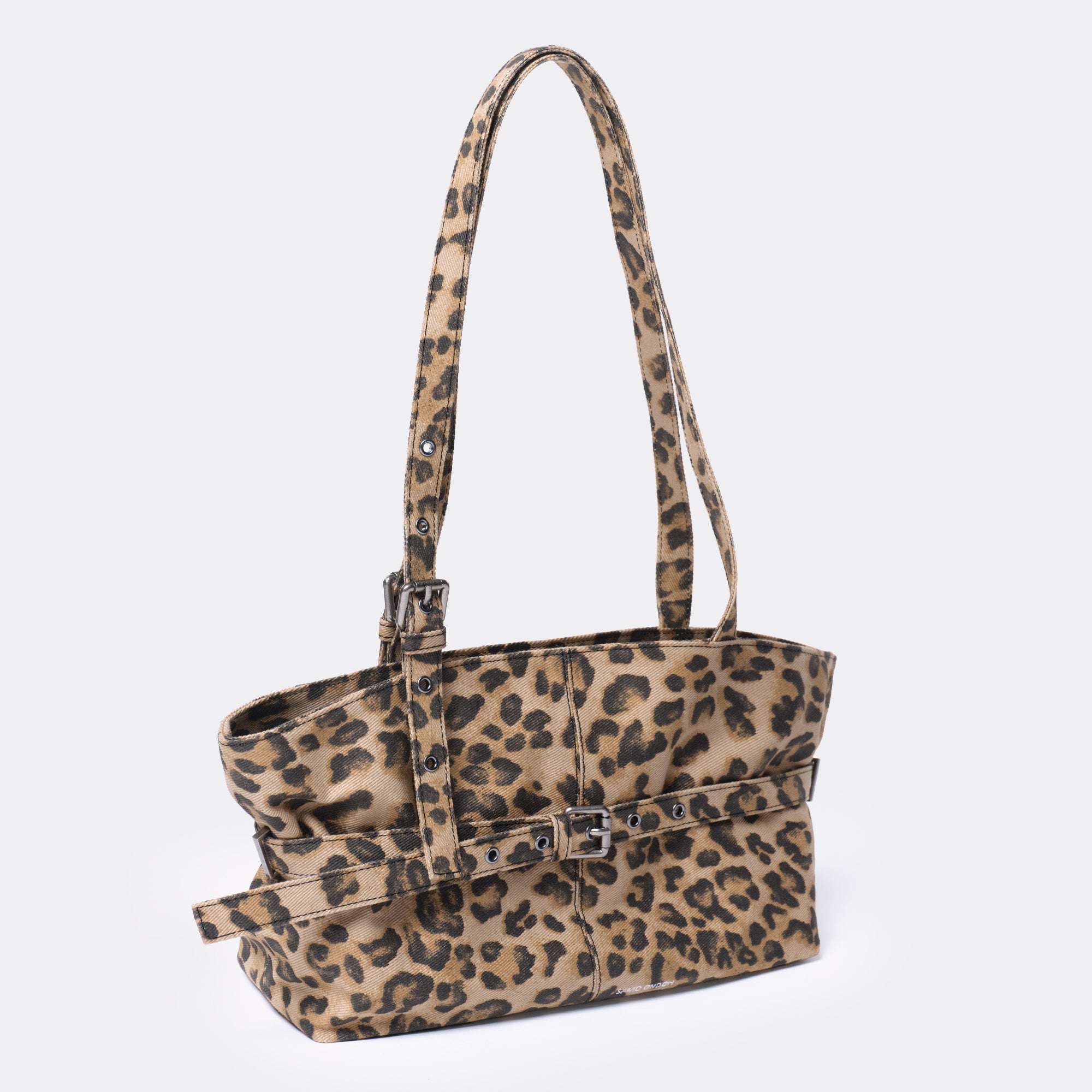 le belt bag M denim leopard