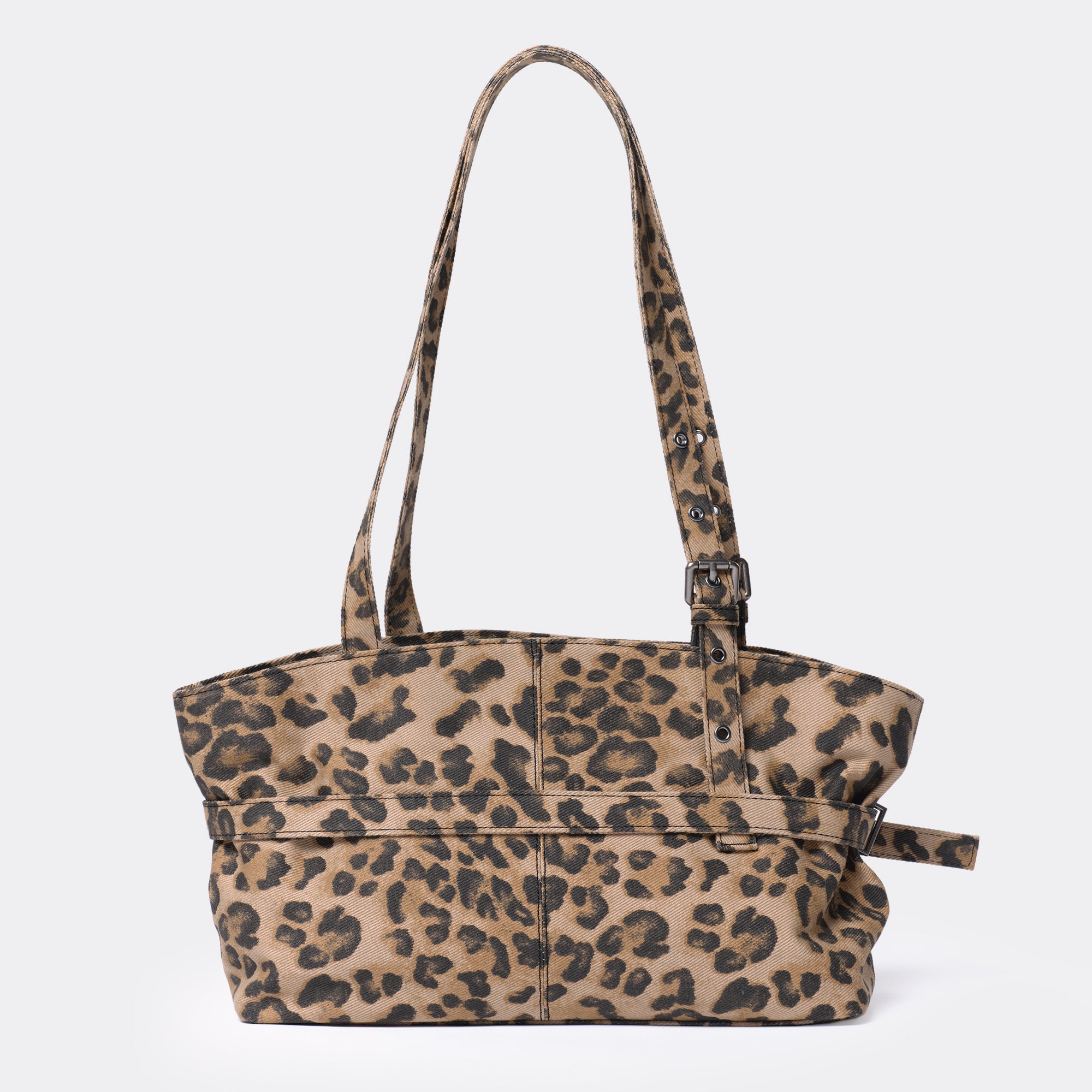 le belt bag M denim leopard