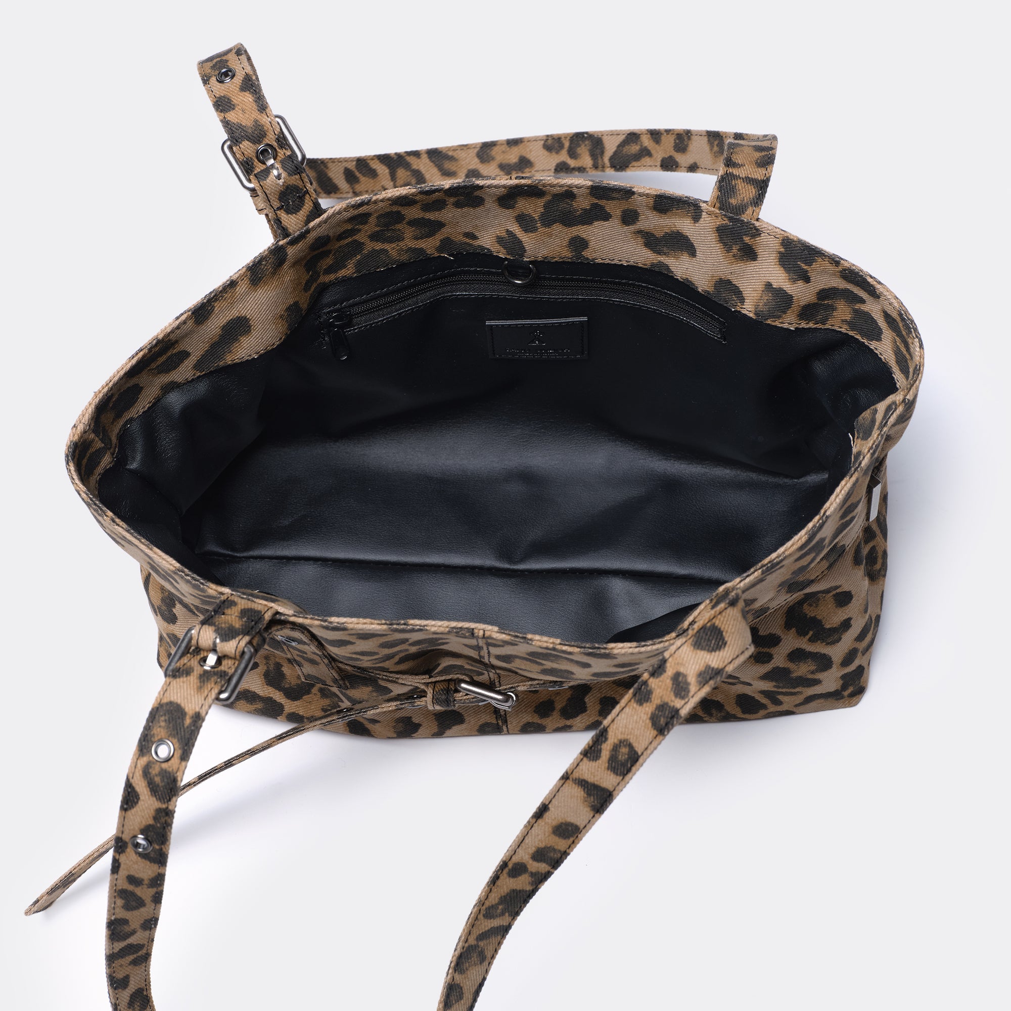 le belt bag M denim leopard