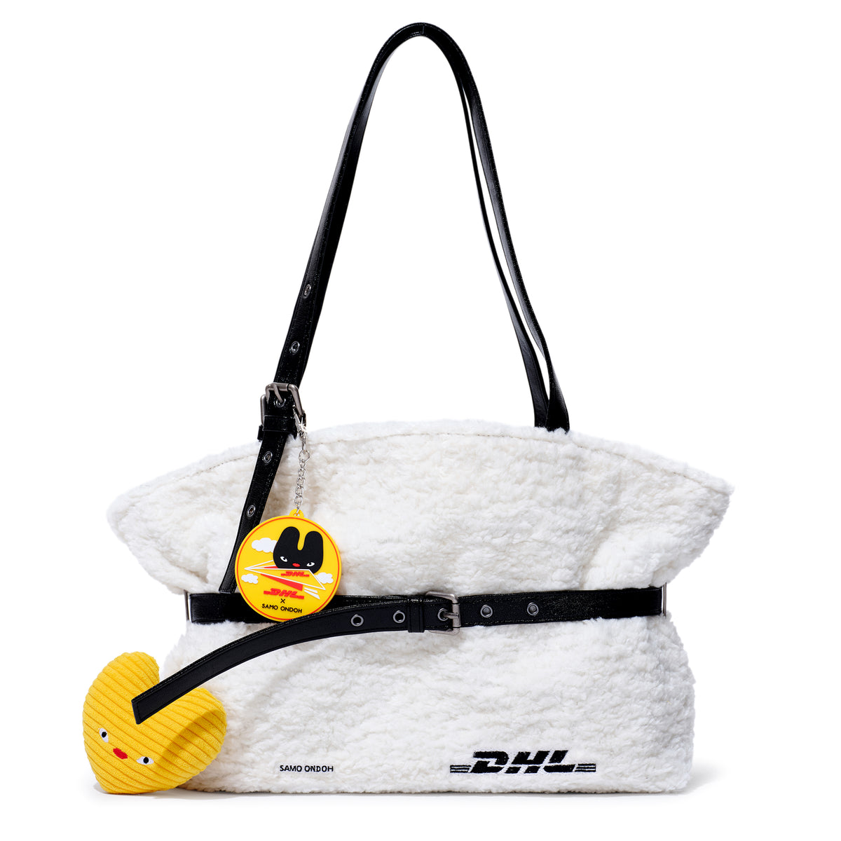 le belt bag L eco shearling DHL white