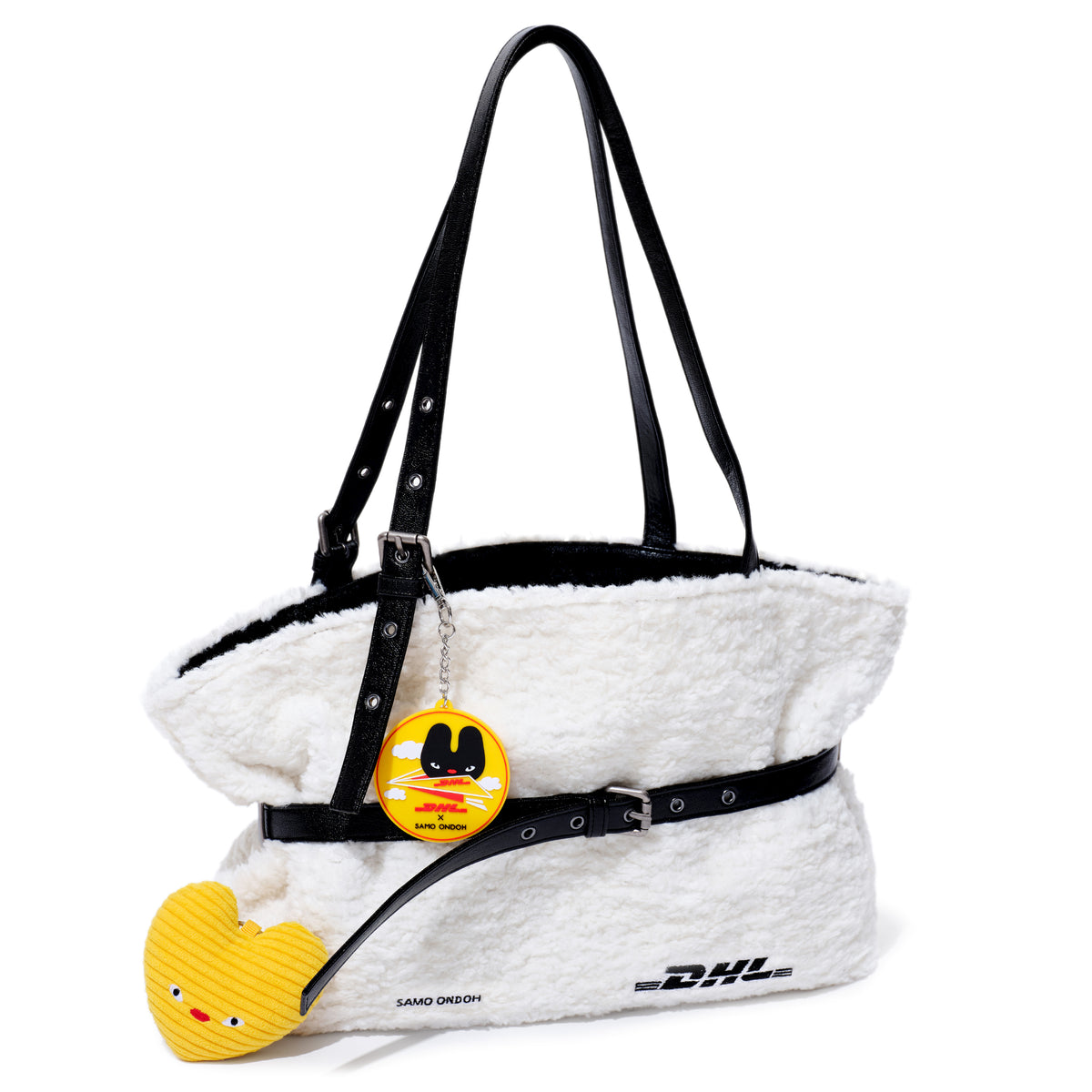 le belt bag L eco shearling DHL white