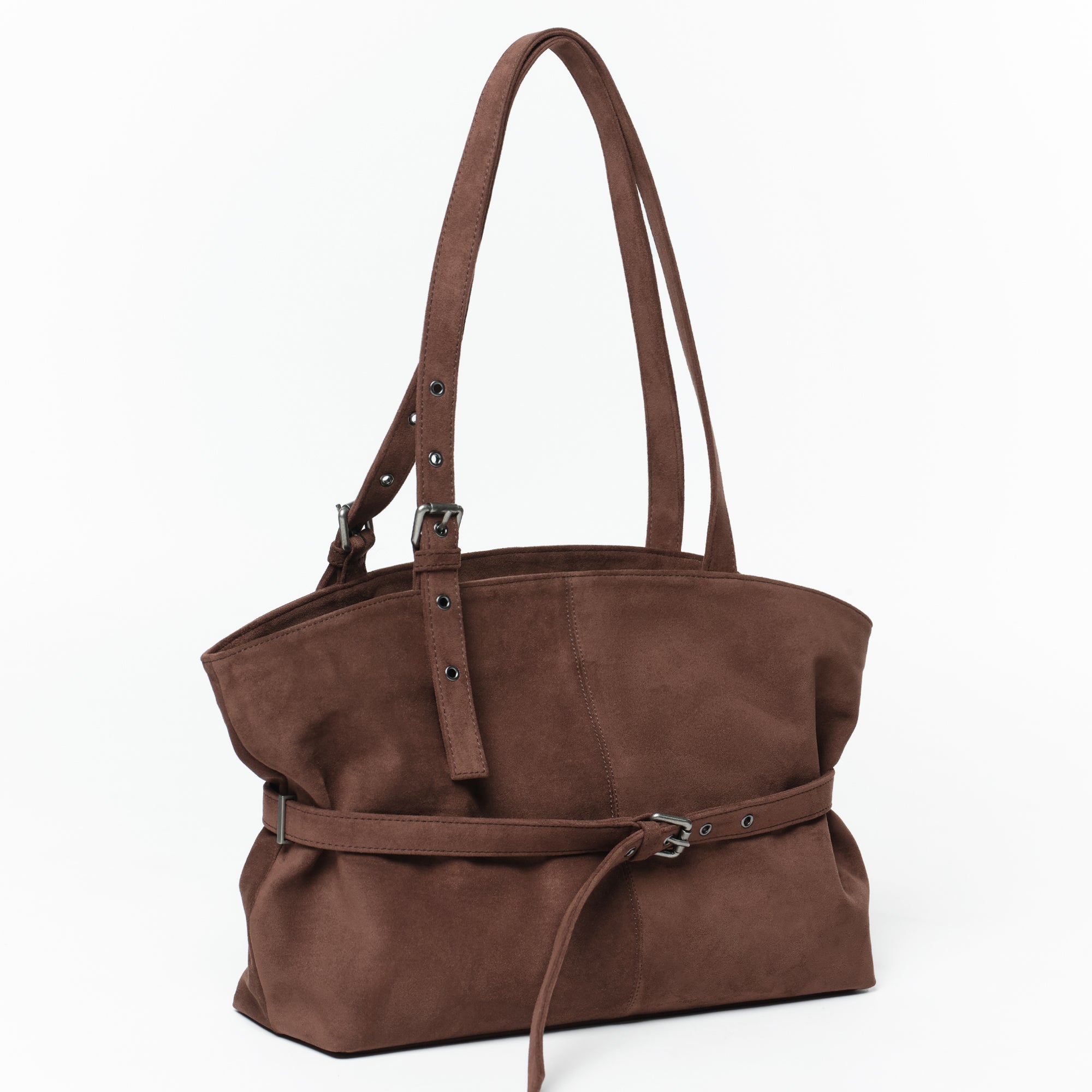 le belt bag L suede brown