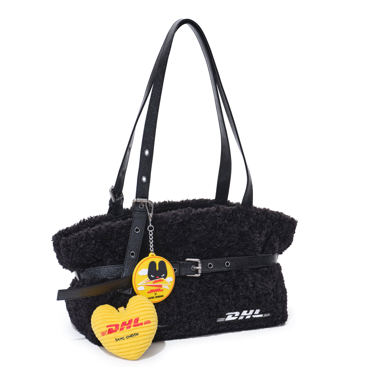 le belt bag M eco shearling DHL black