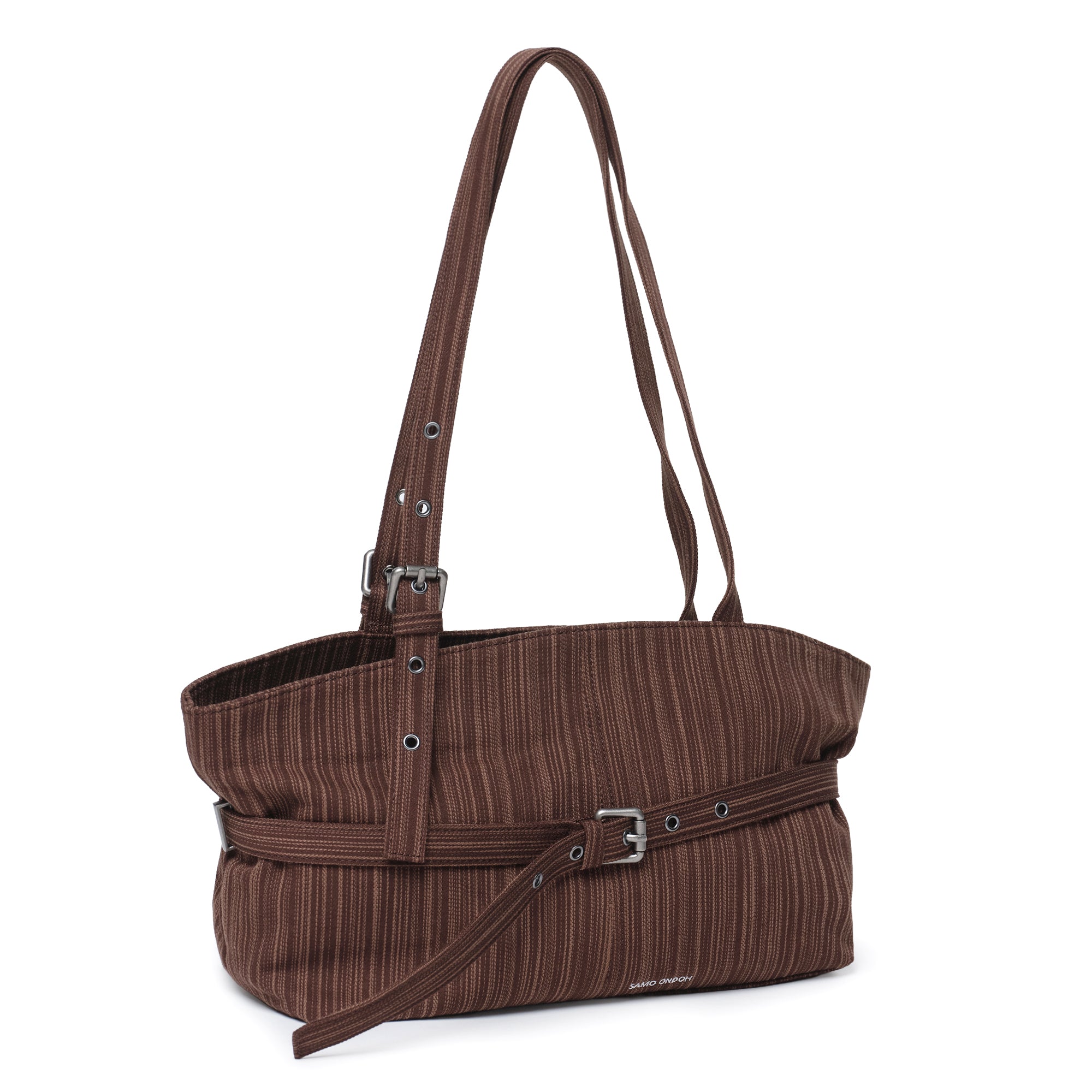 le belt bag M stripe brown