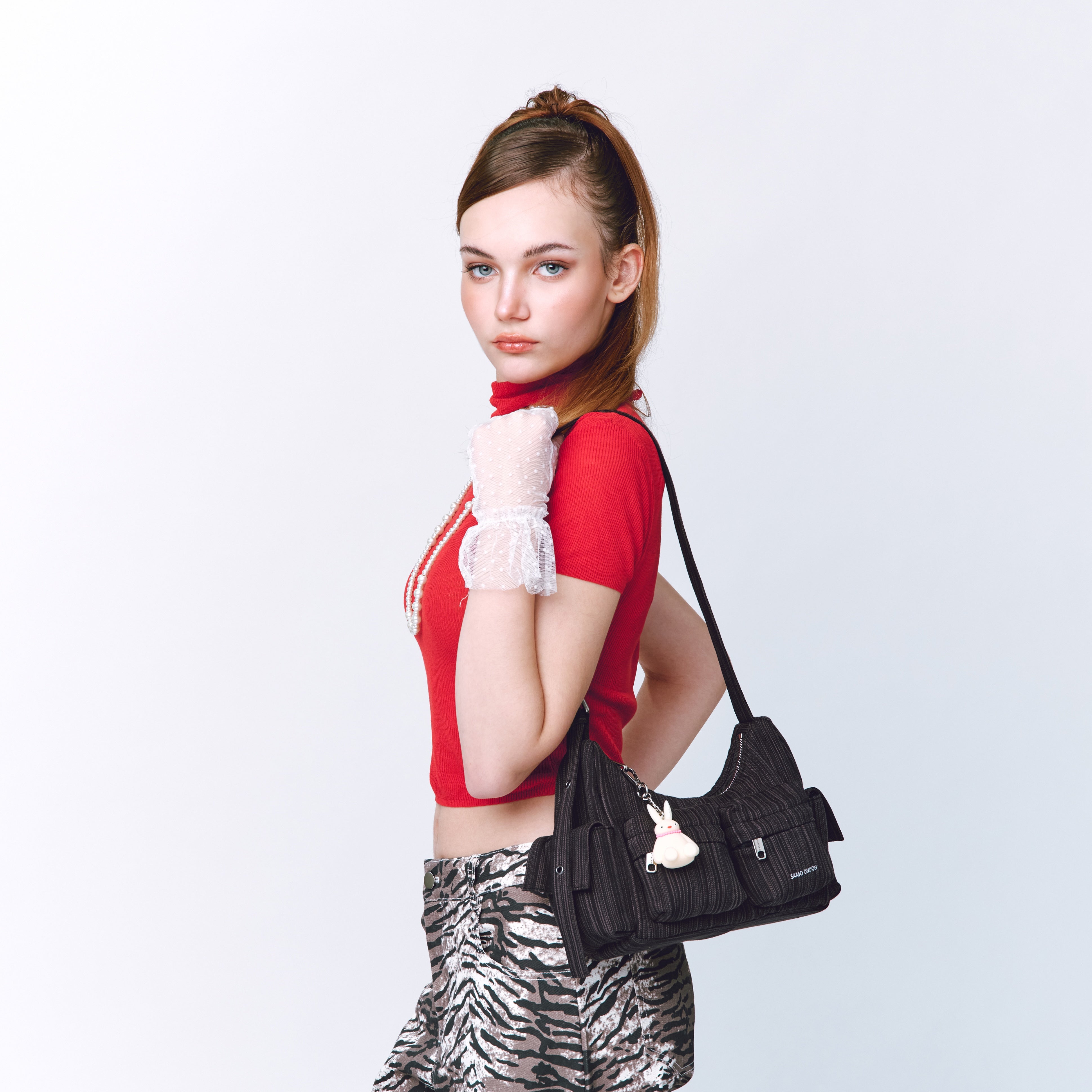 pocket mug bag M stripe black