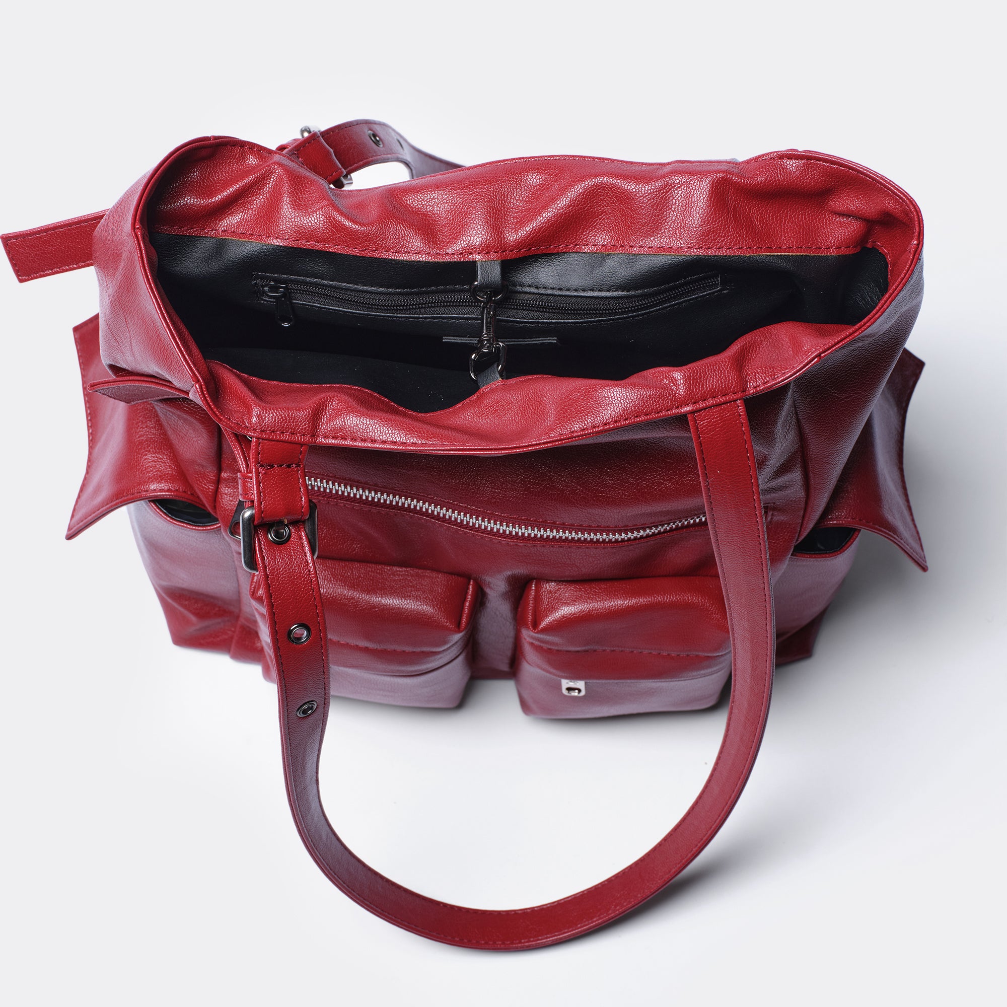 pocket shopper bag M goat red