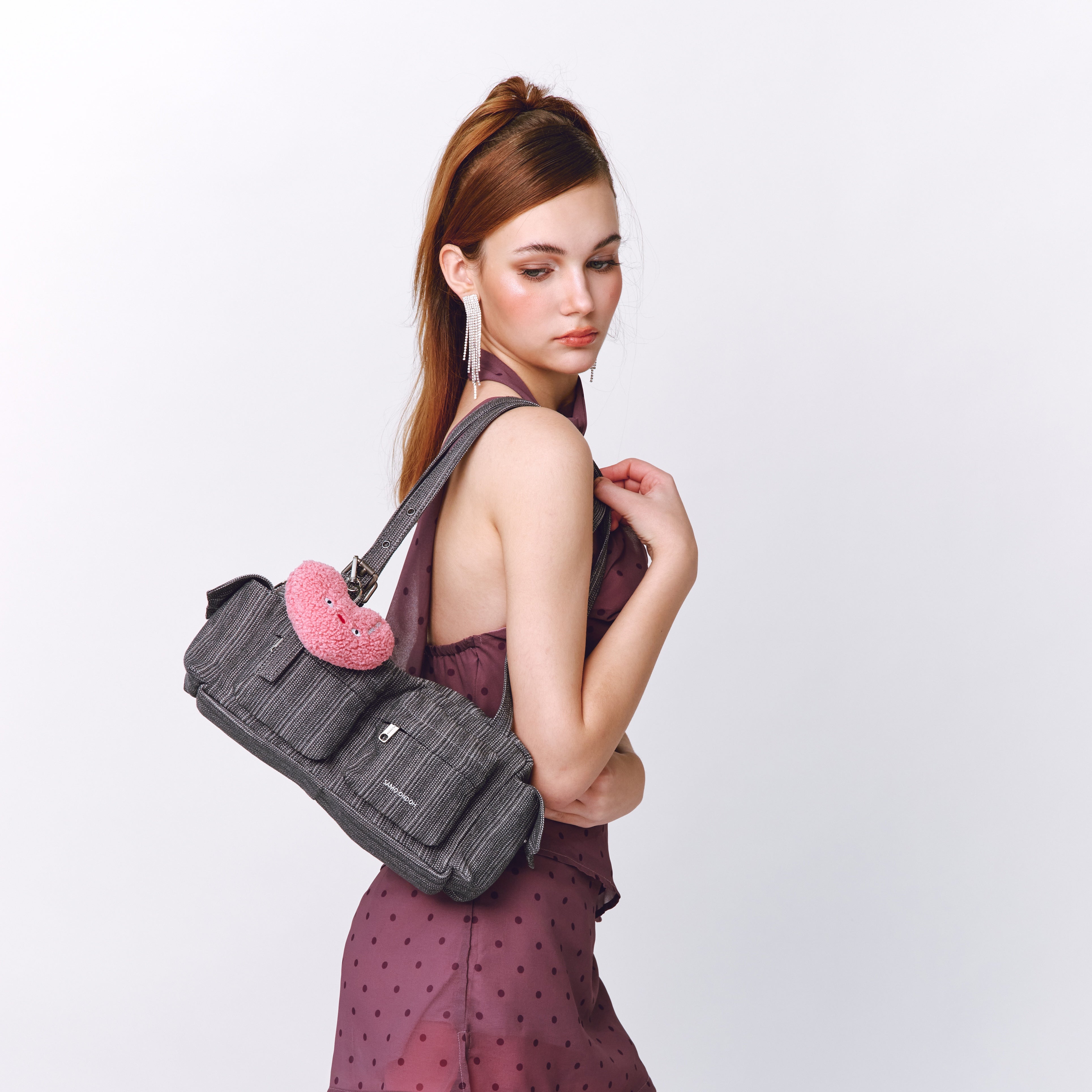 pocket utility bag M stripe gray