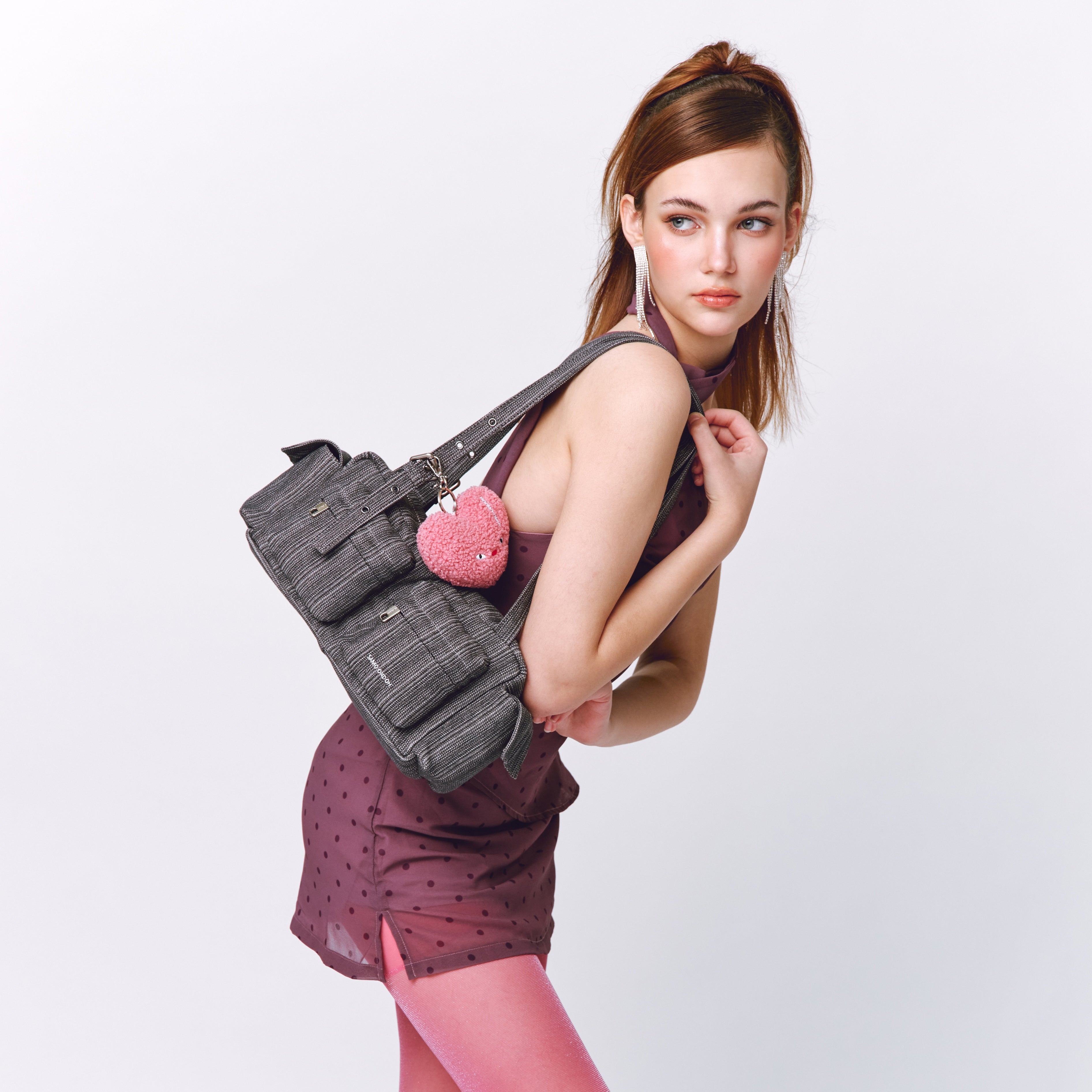 pocket utility bag M stripe gray