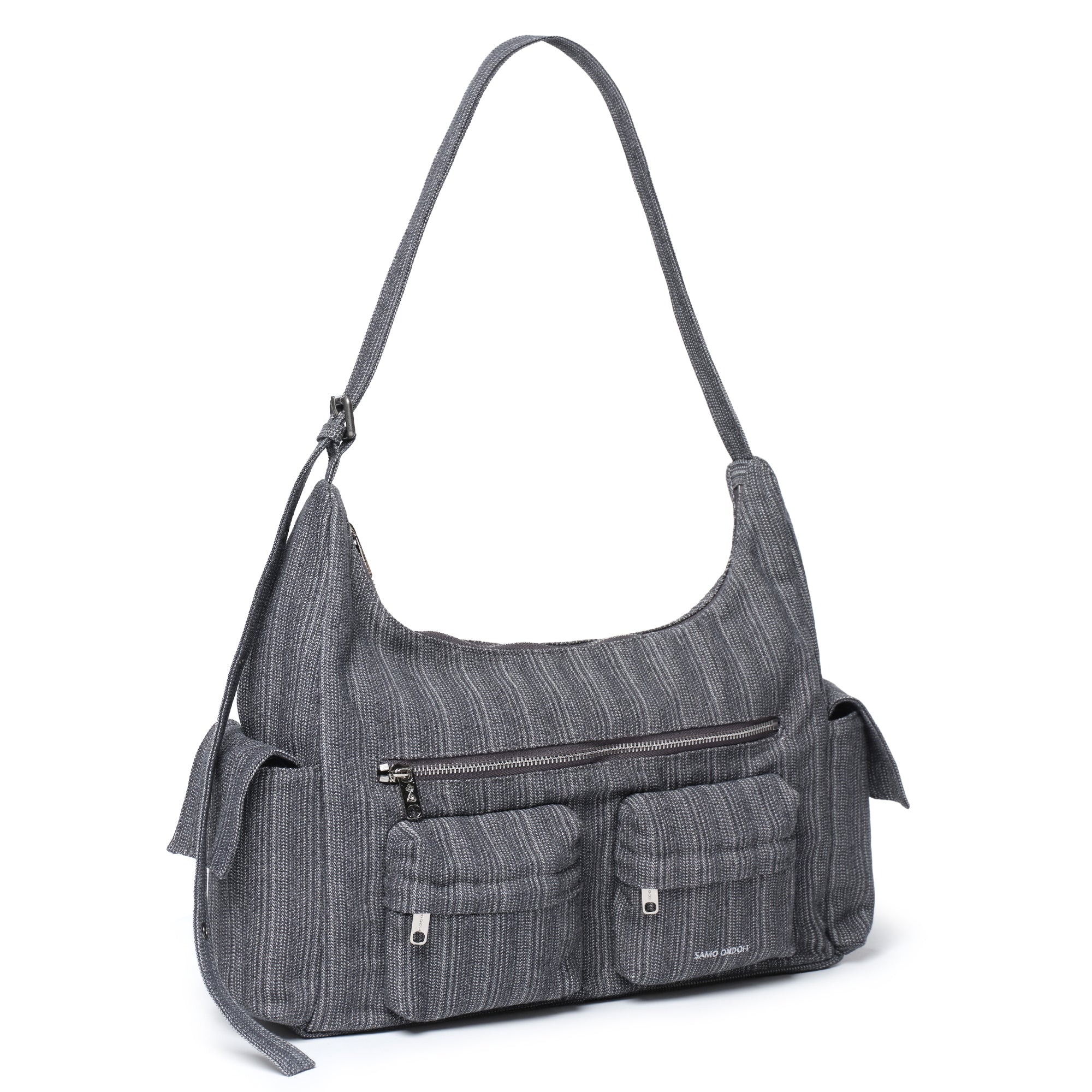 pocket mug bag L stripe gray