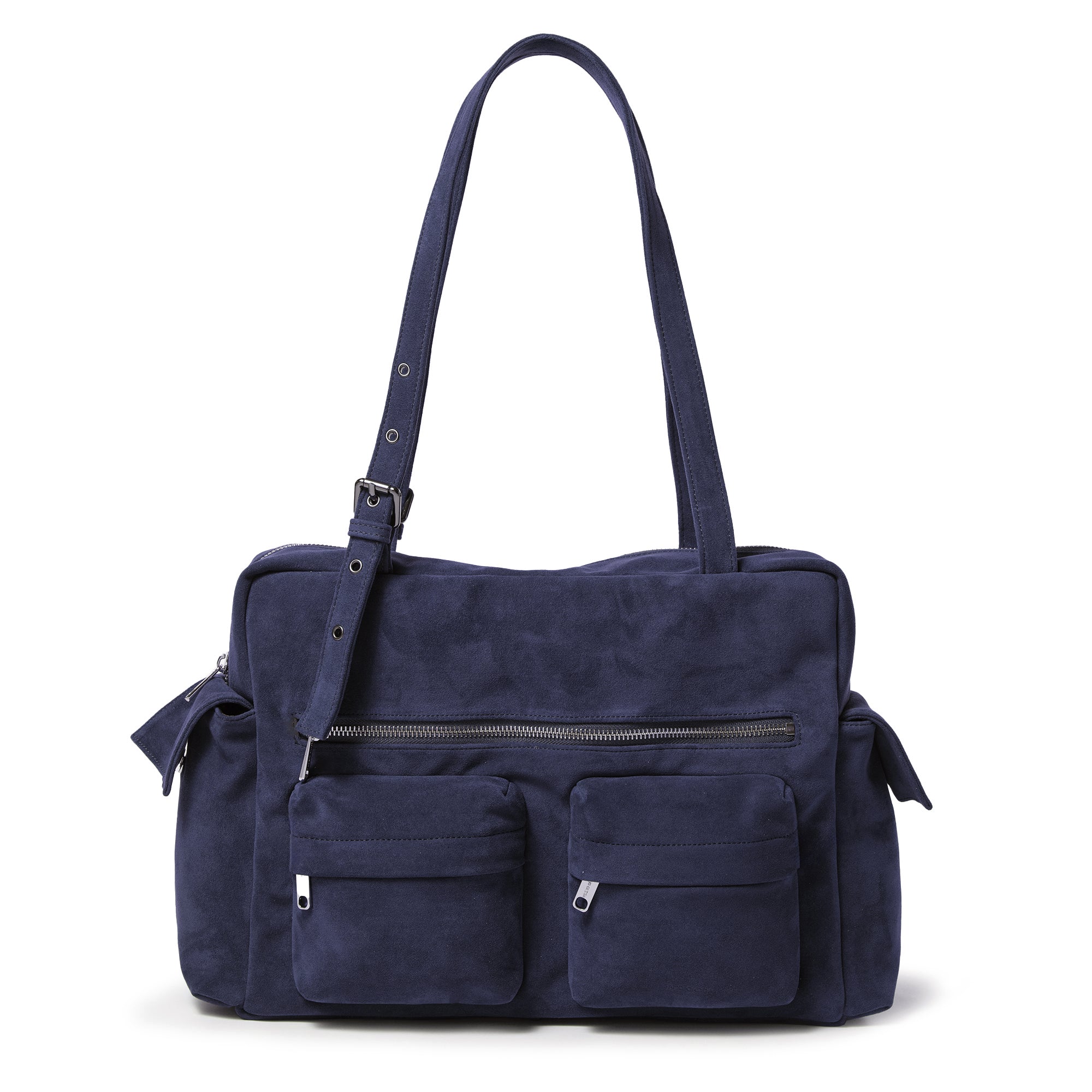 pocket utility bag L suede navy