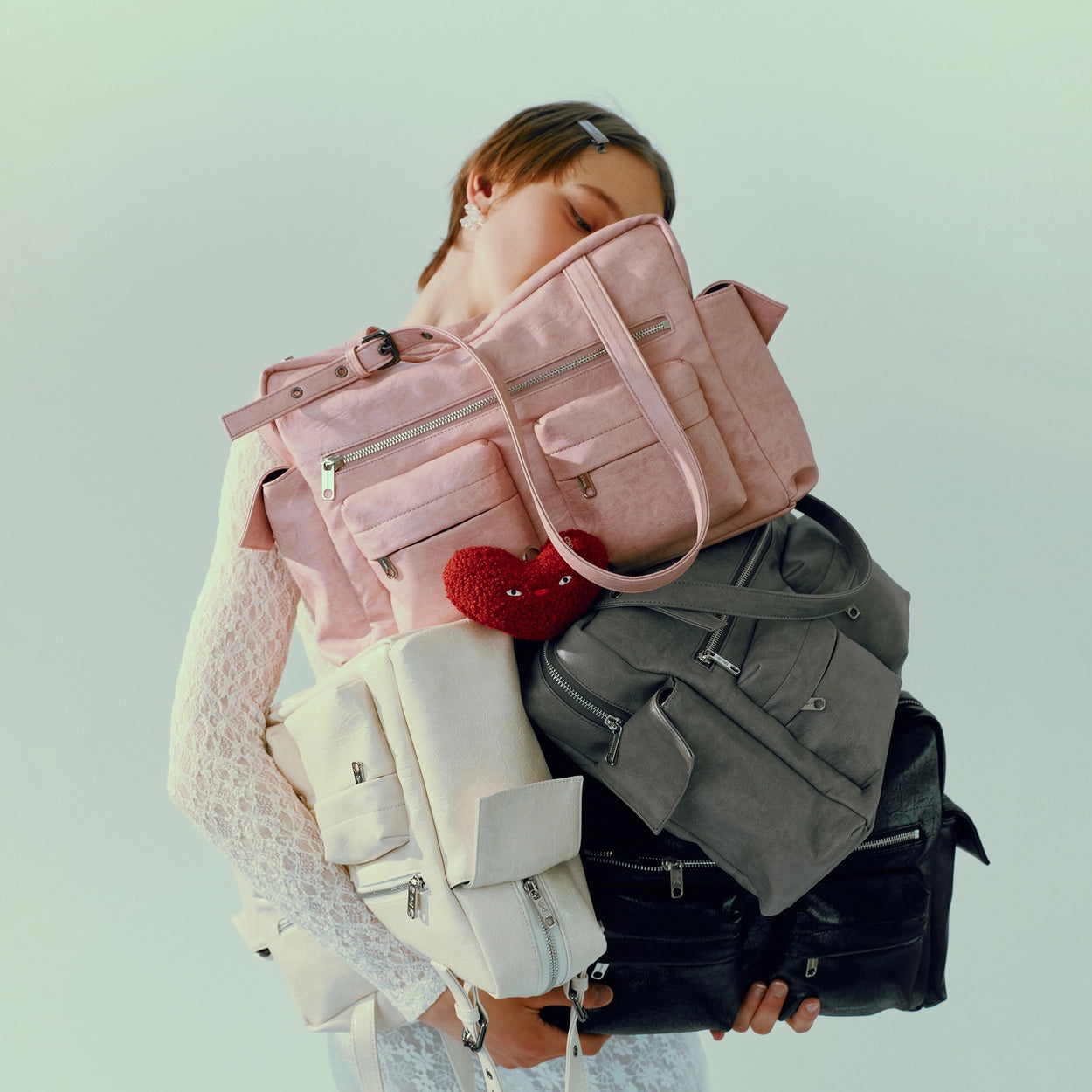 pocket utility bag L brushed pink