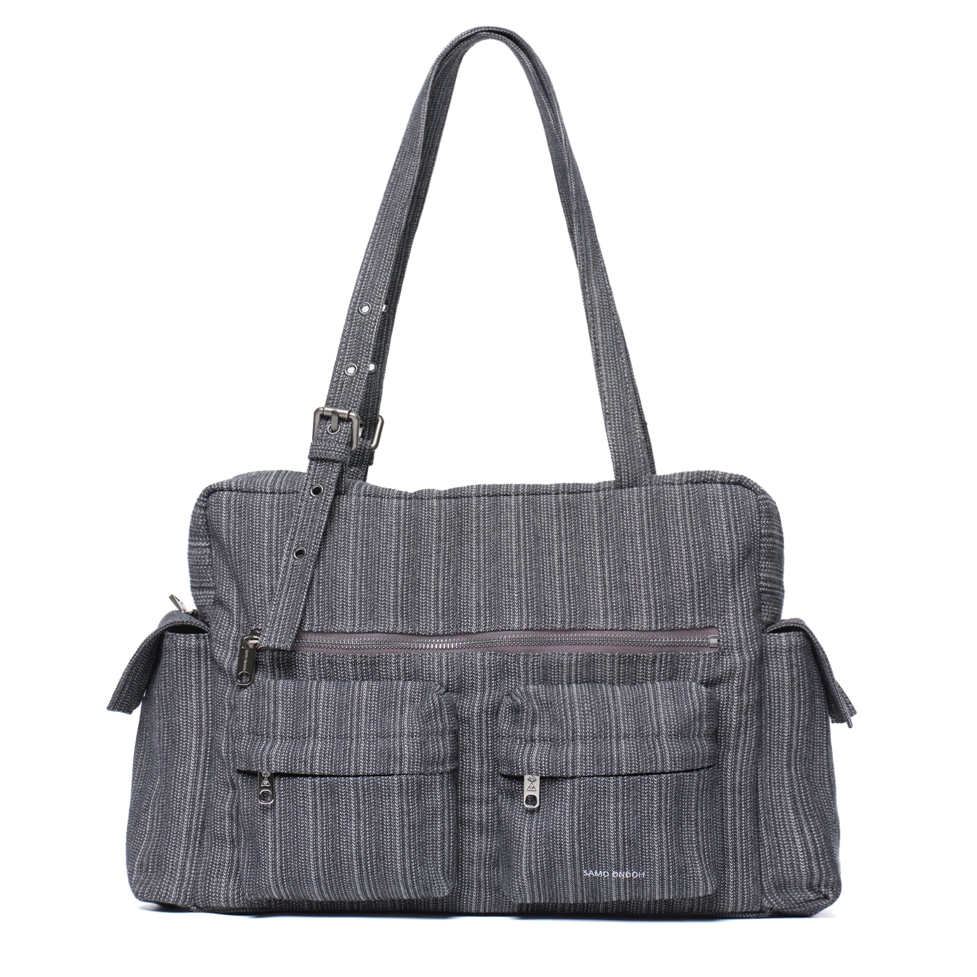 pocket utility bag L stripe gray