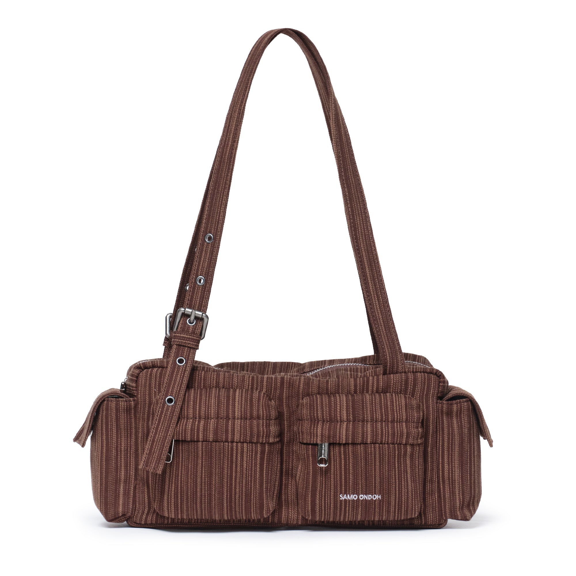 pocket utility bag M stripe brown