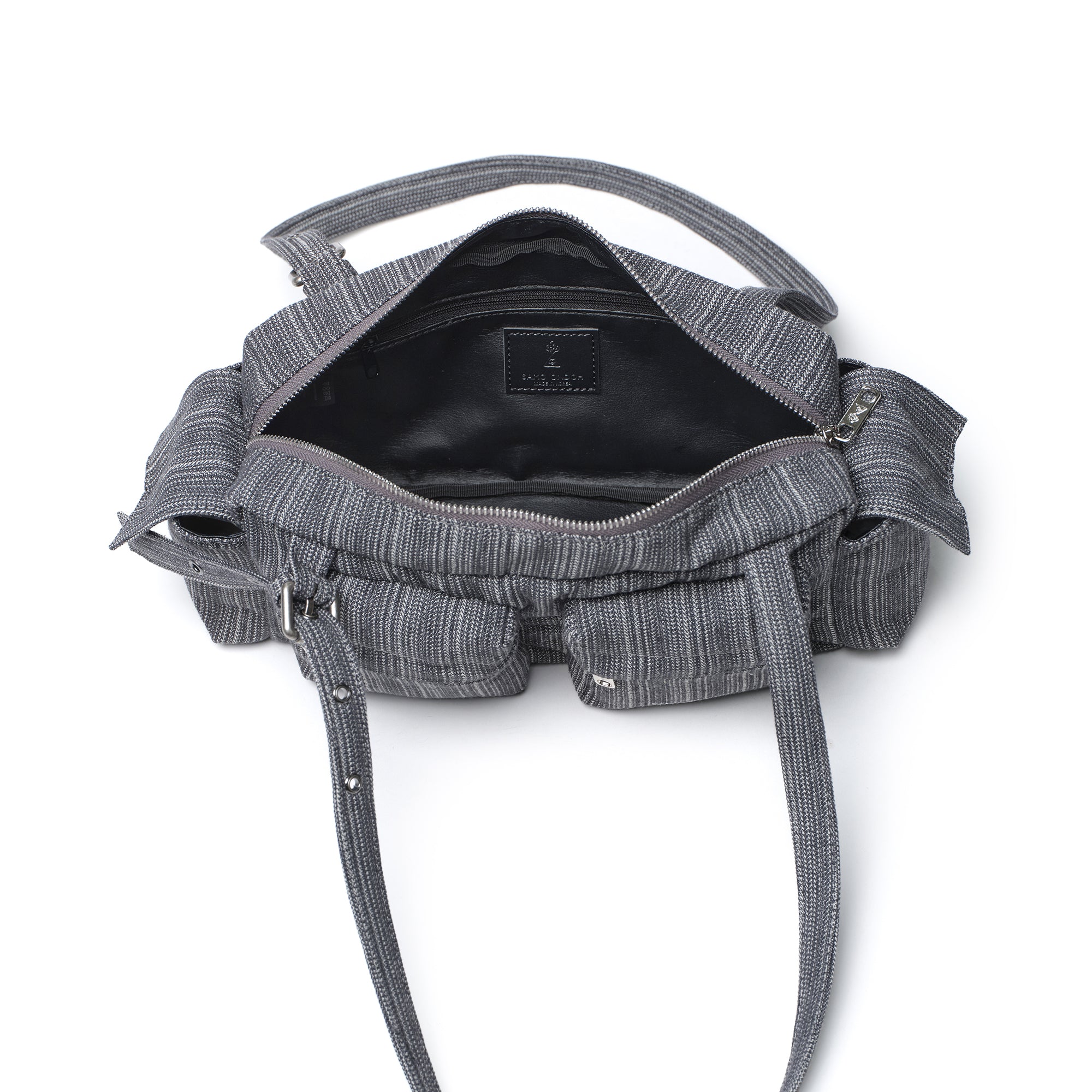 pocket utility bag M stripe gray