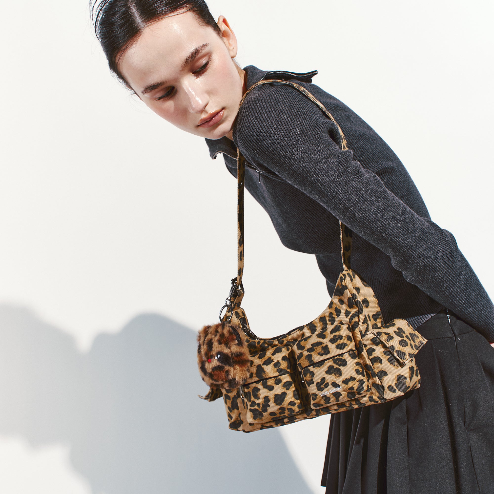 pocket mug bag M denim leopard
