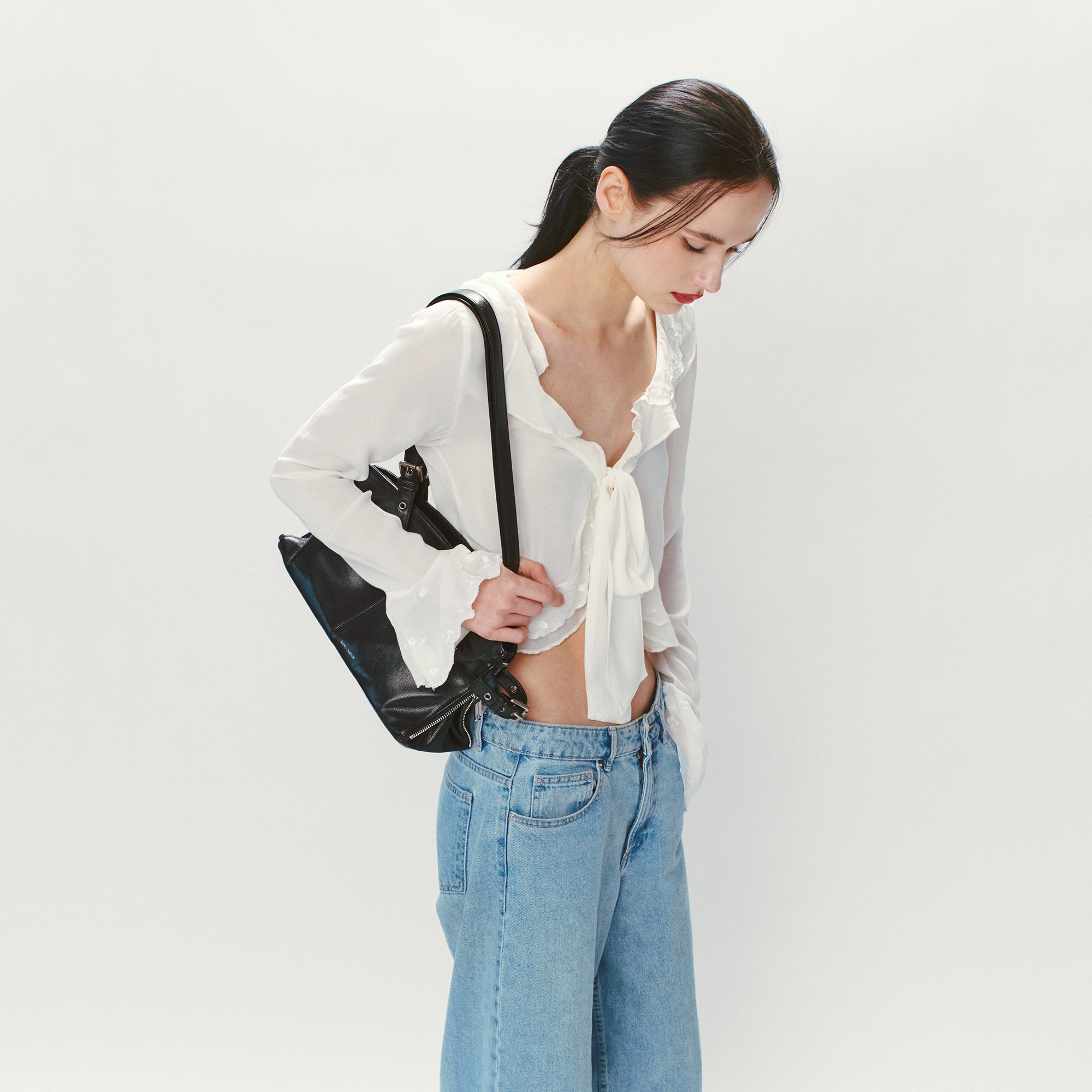 zipper shopper bag S goat black