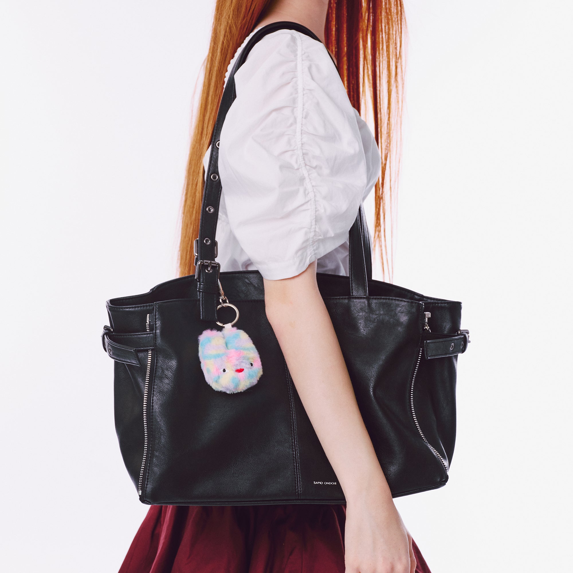 zipper shopper bag M nappa matt black