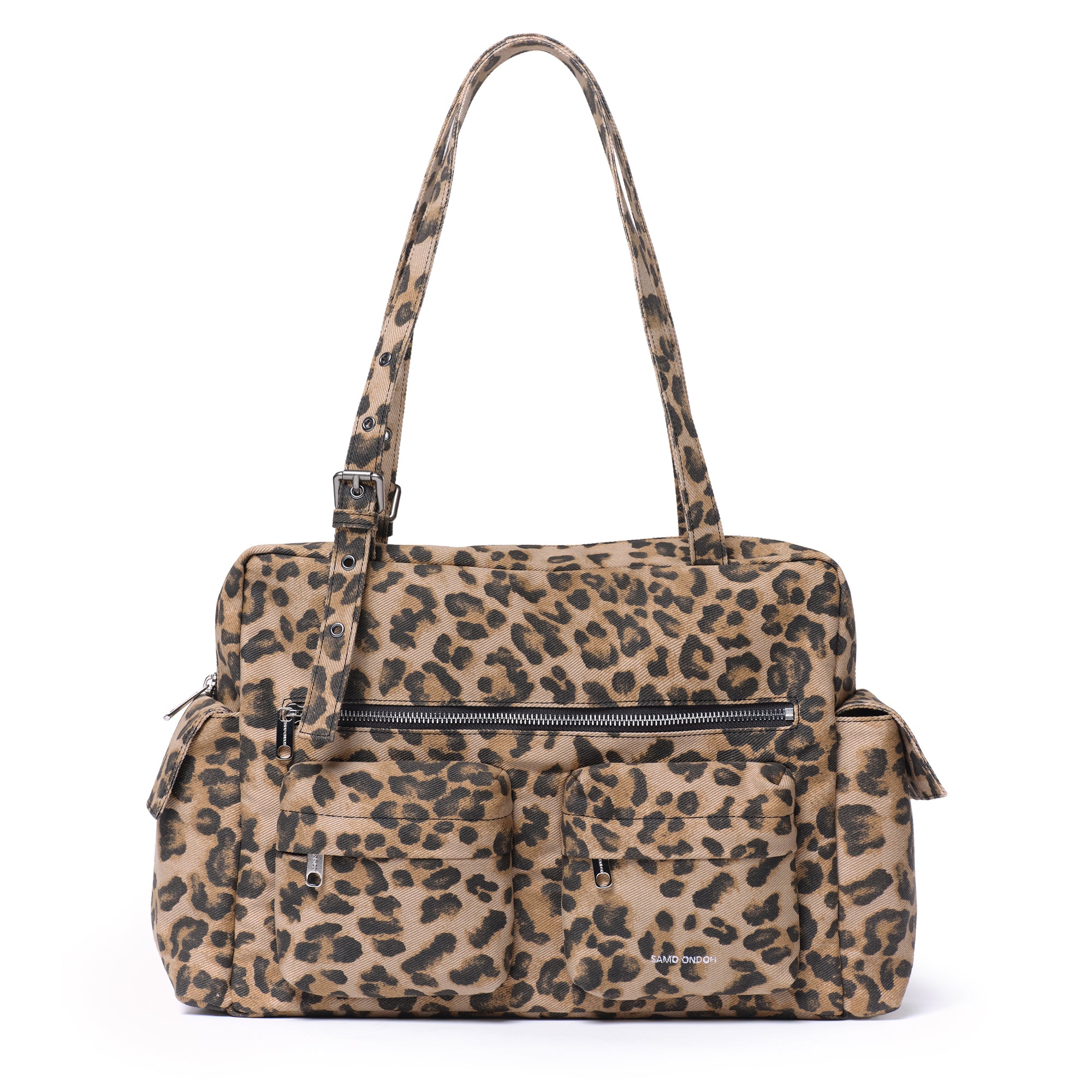 pocket utility bag L denim leopard