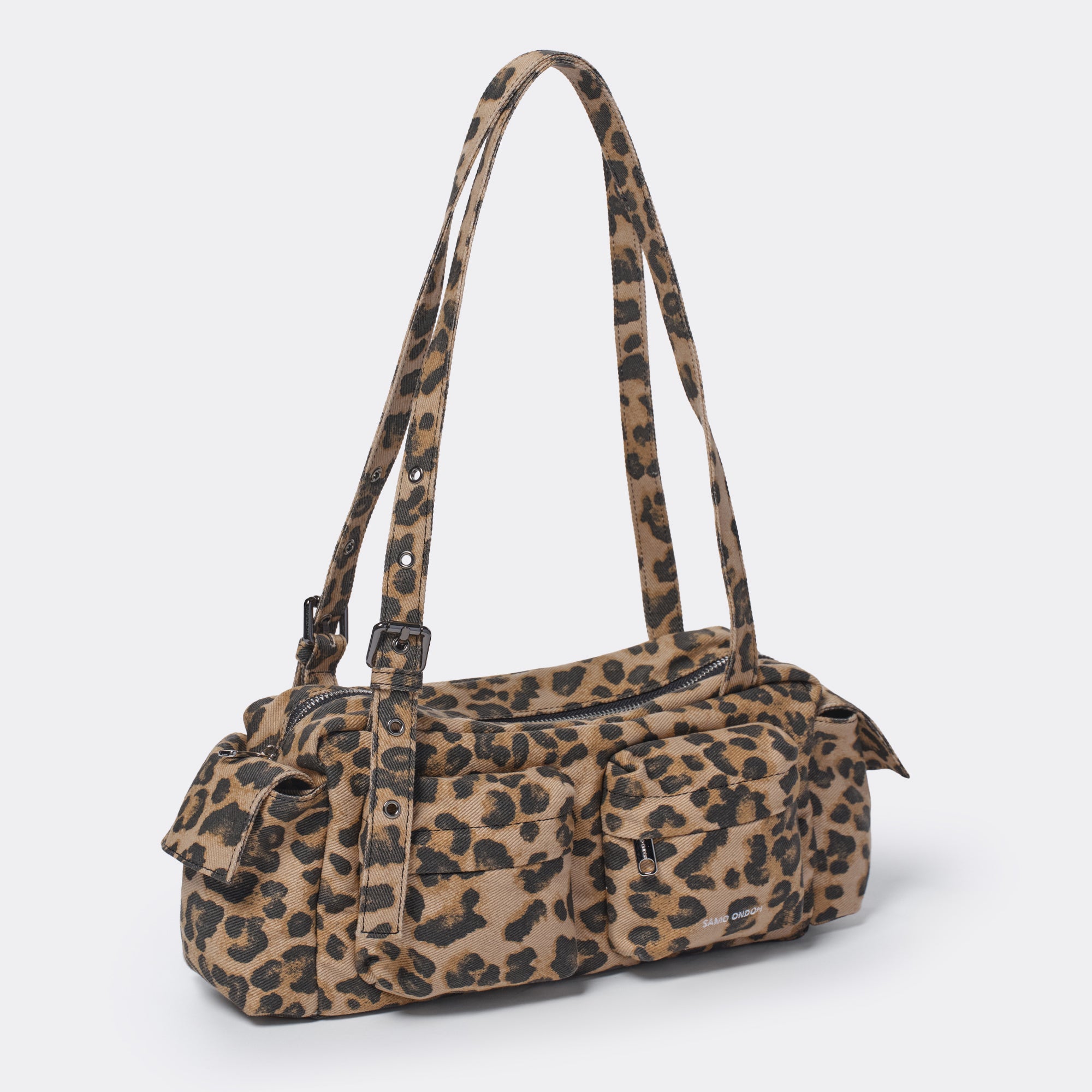 pocket utility bag M denim leopard