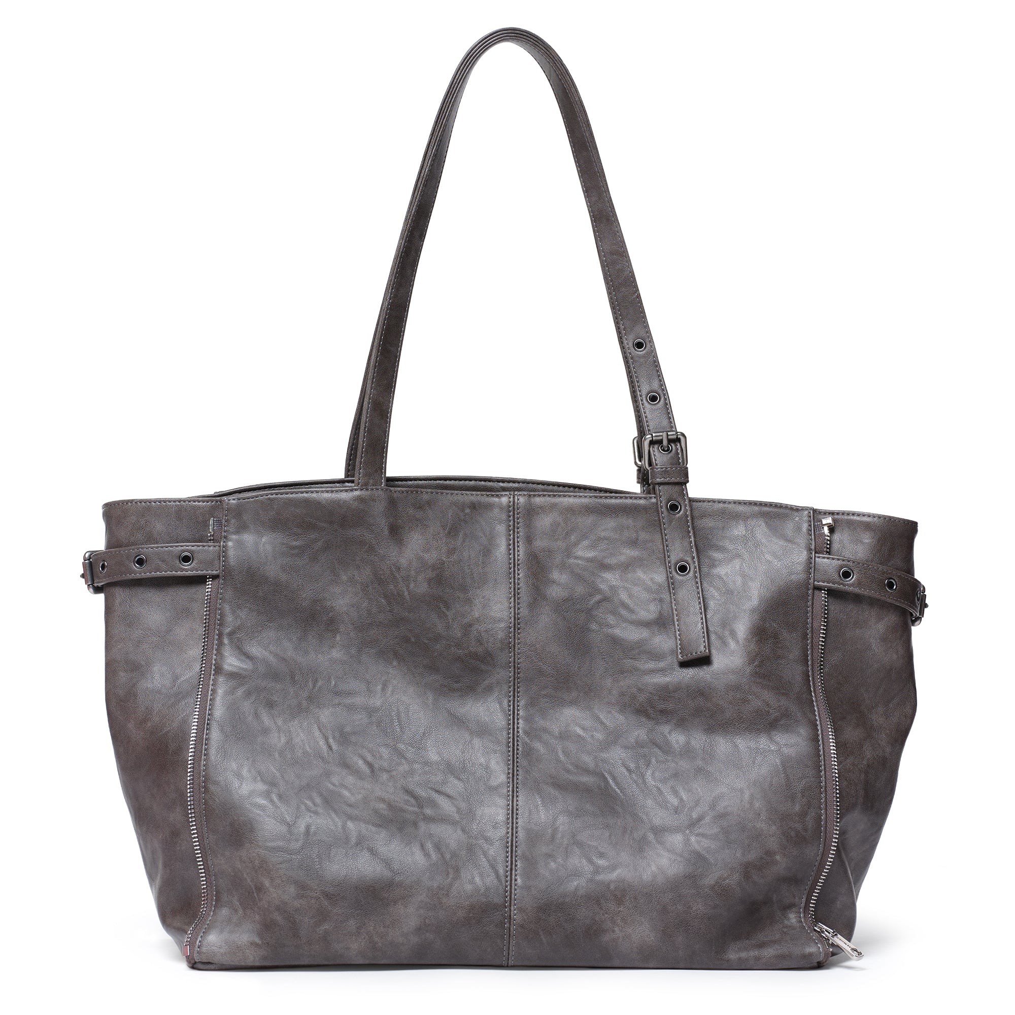 zipper shopper bag L baked gray