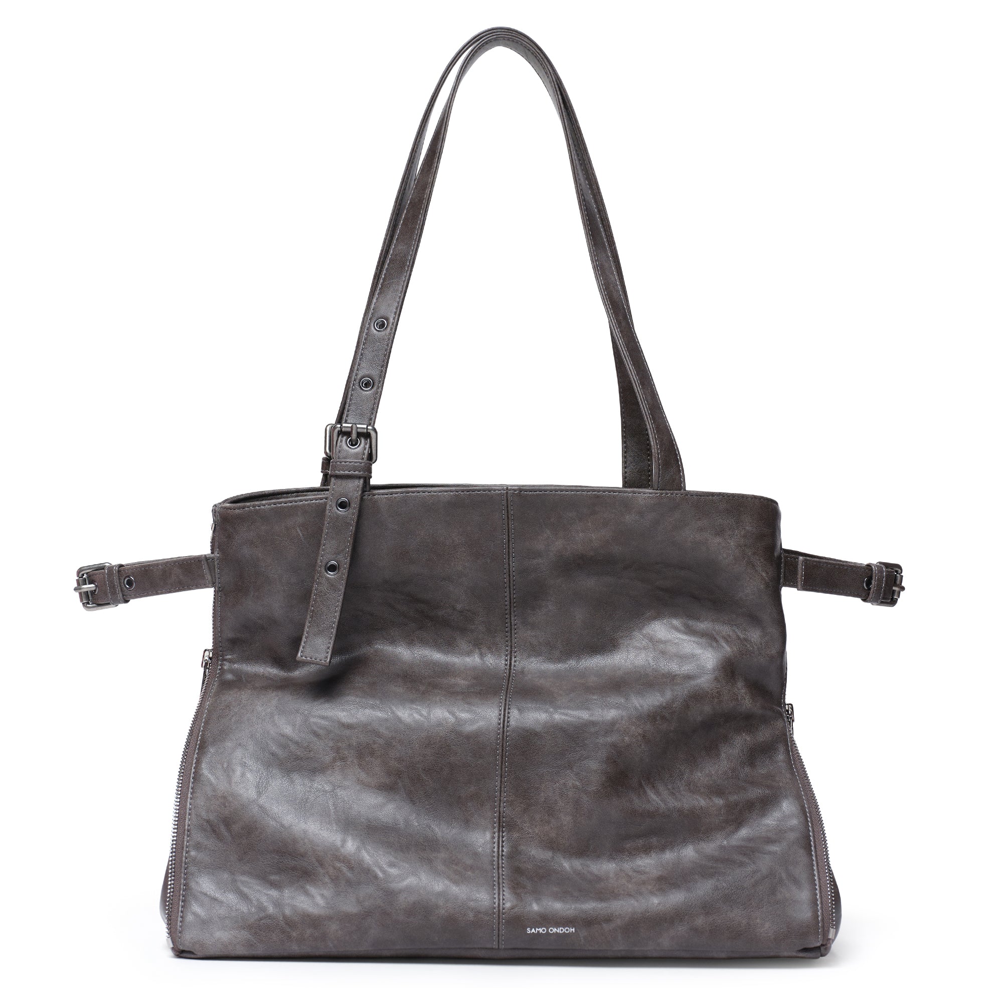 zipper shopper bag L baked gray