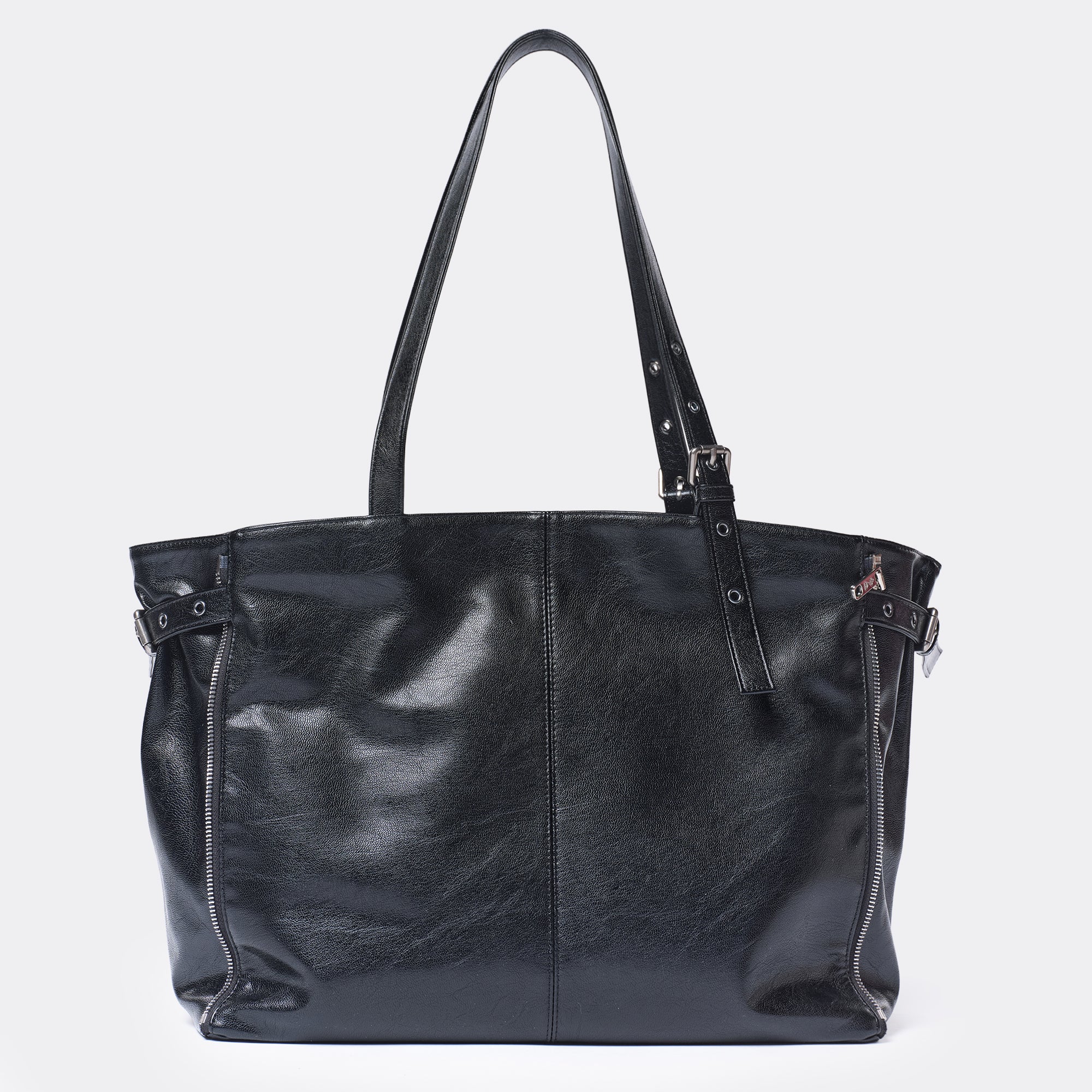 zipper shopper bag L goat black