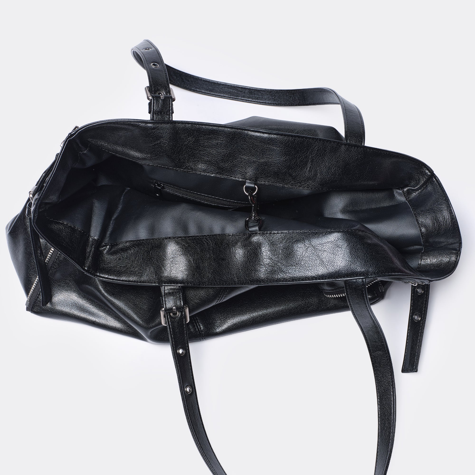 zipper shopper bag L goat black