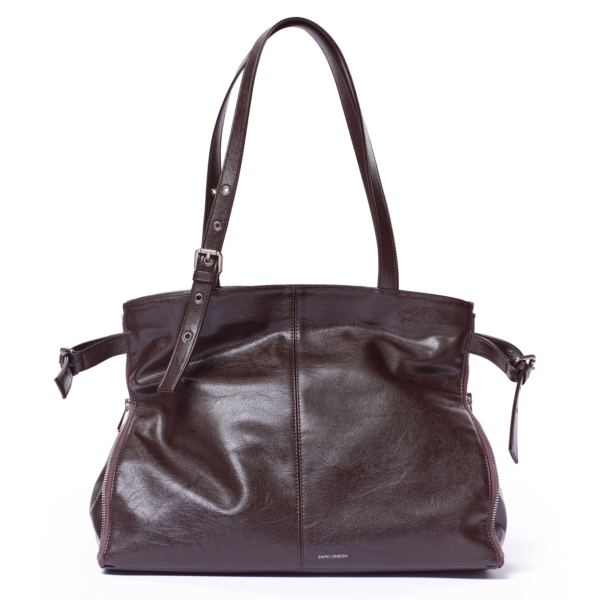 zipper shopper bag L goat chocolate