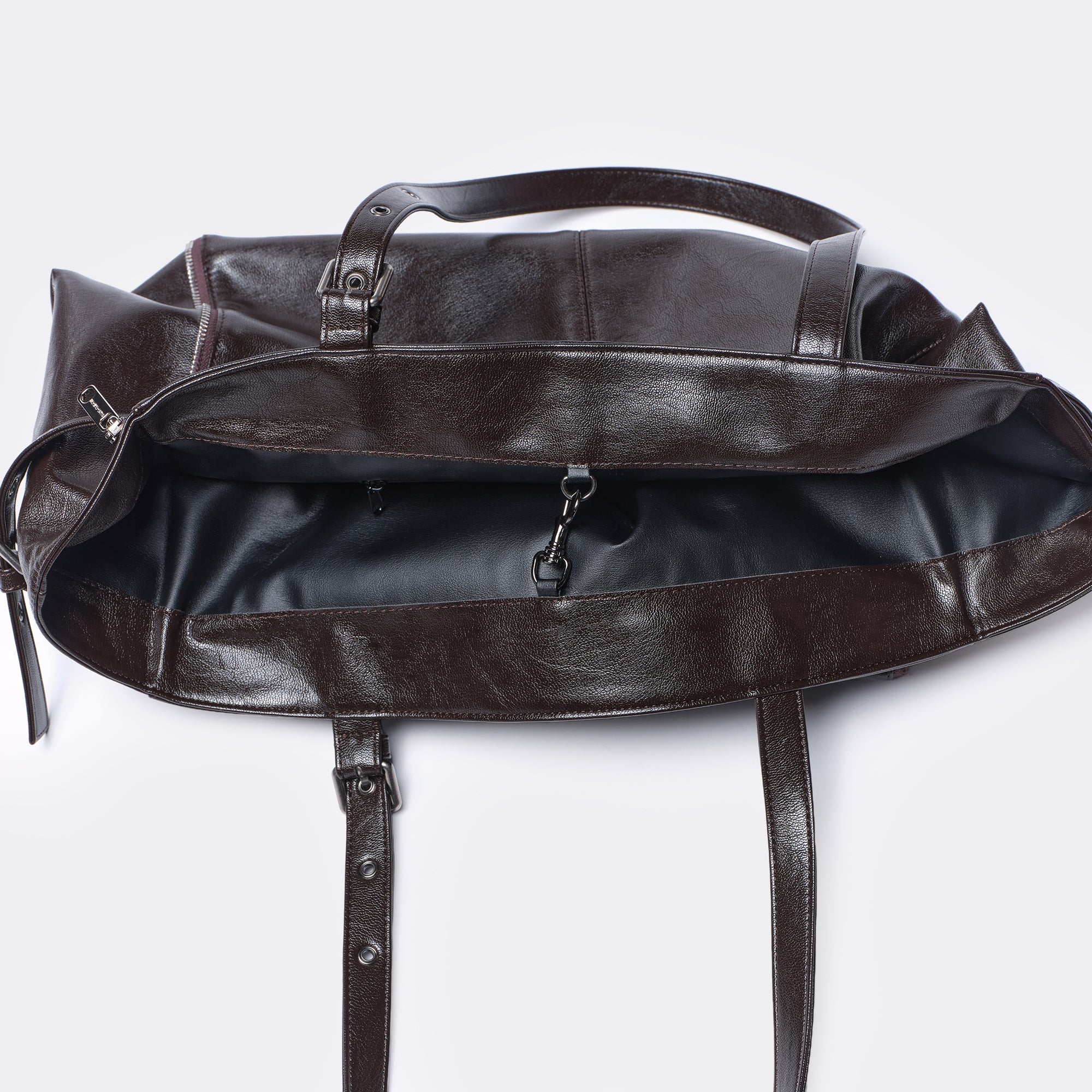 zipper shopper bag L goat chocolate