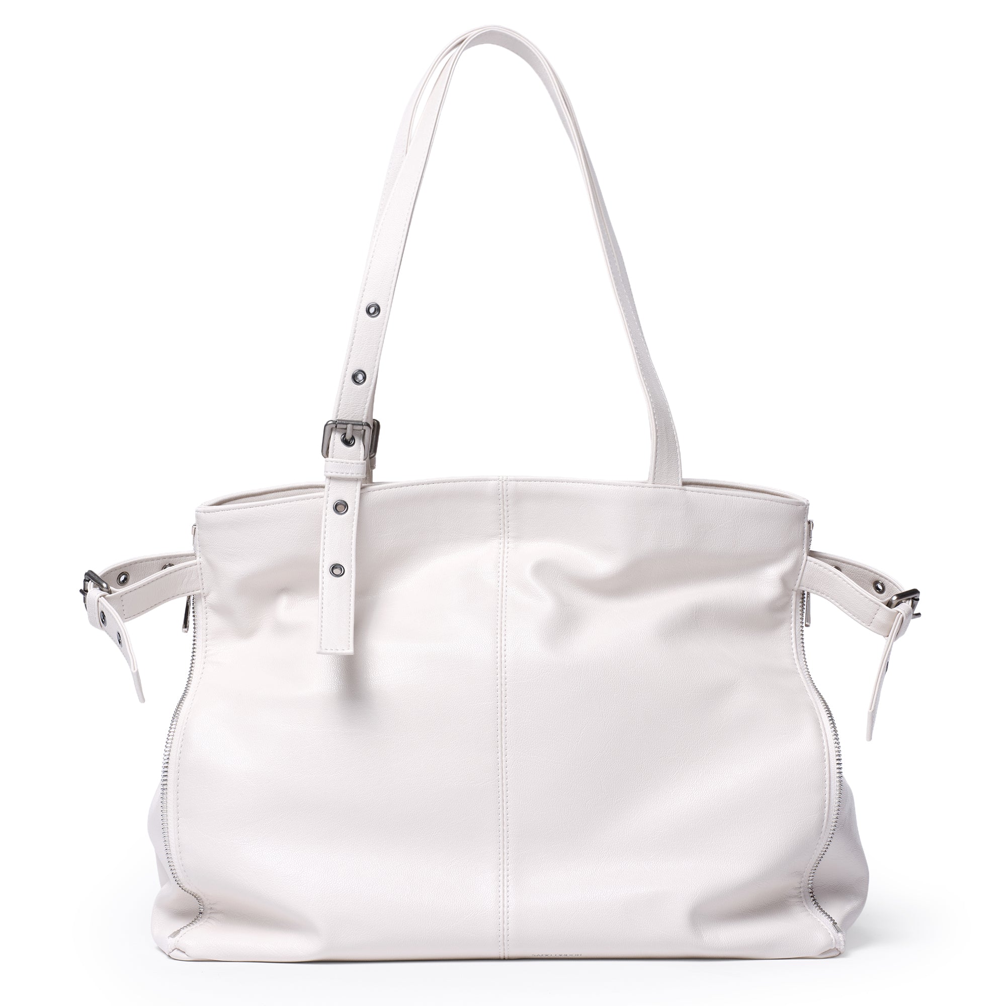 zipper shopper bag L goat cream