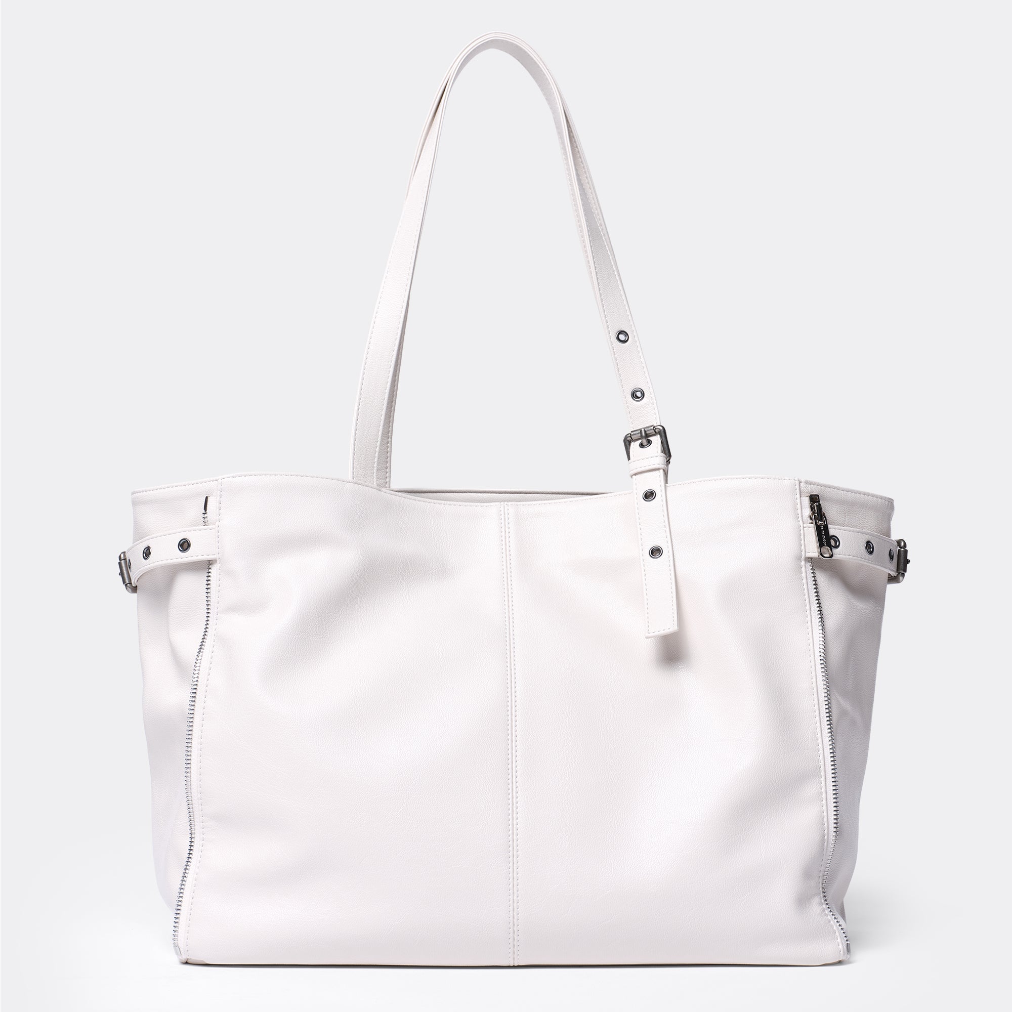 zipper shopper bag L goat cream