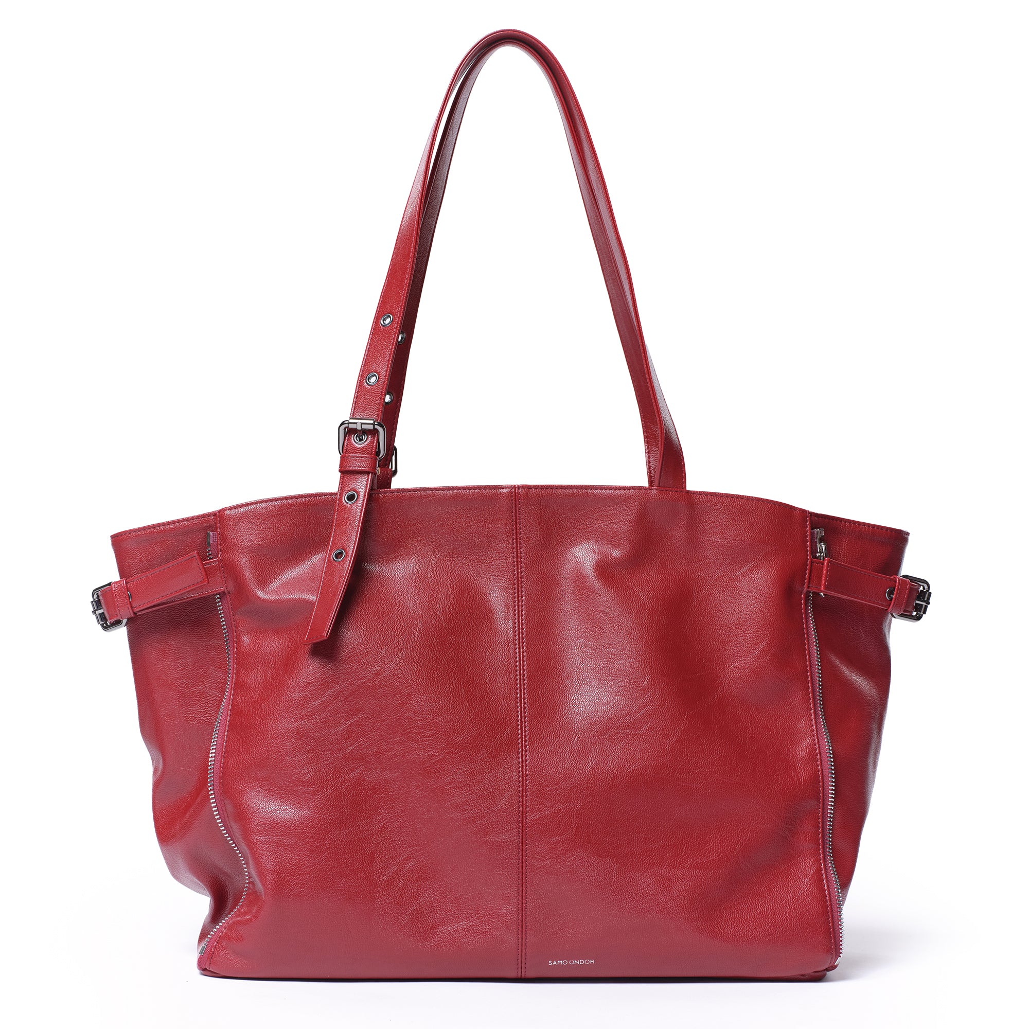 zipper shopper bag L goat red