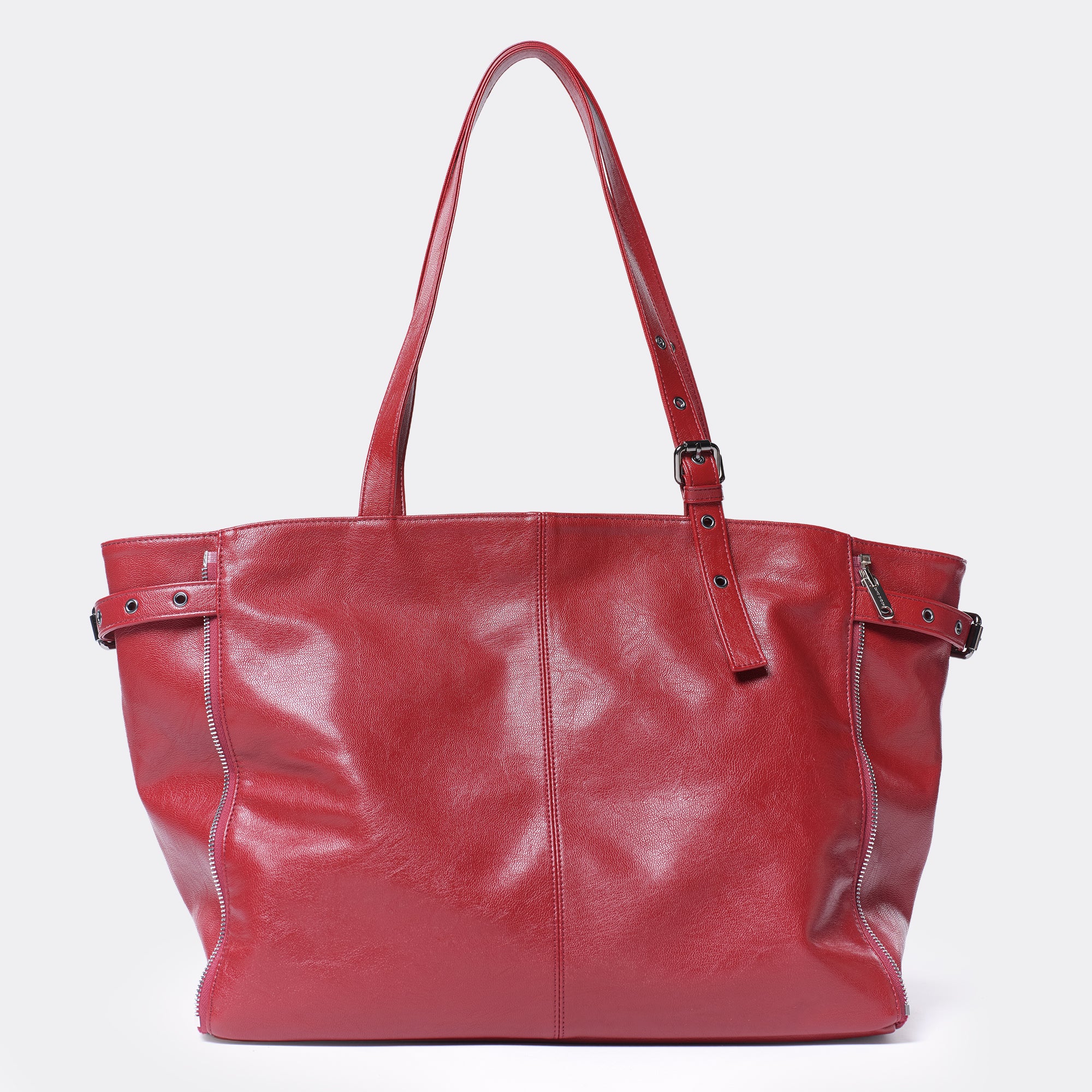 zipper shopper bag L goat red