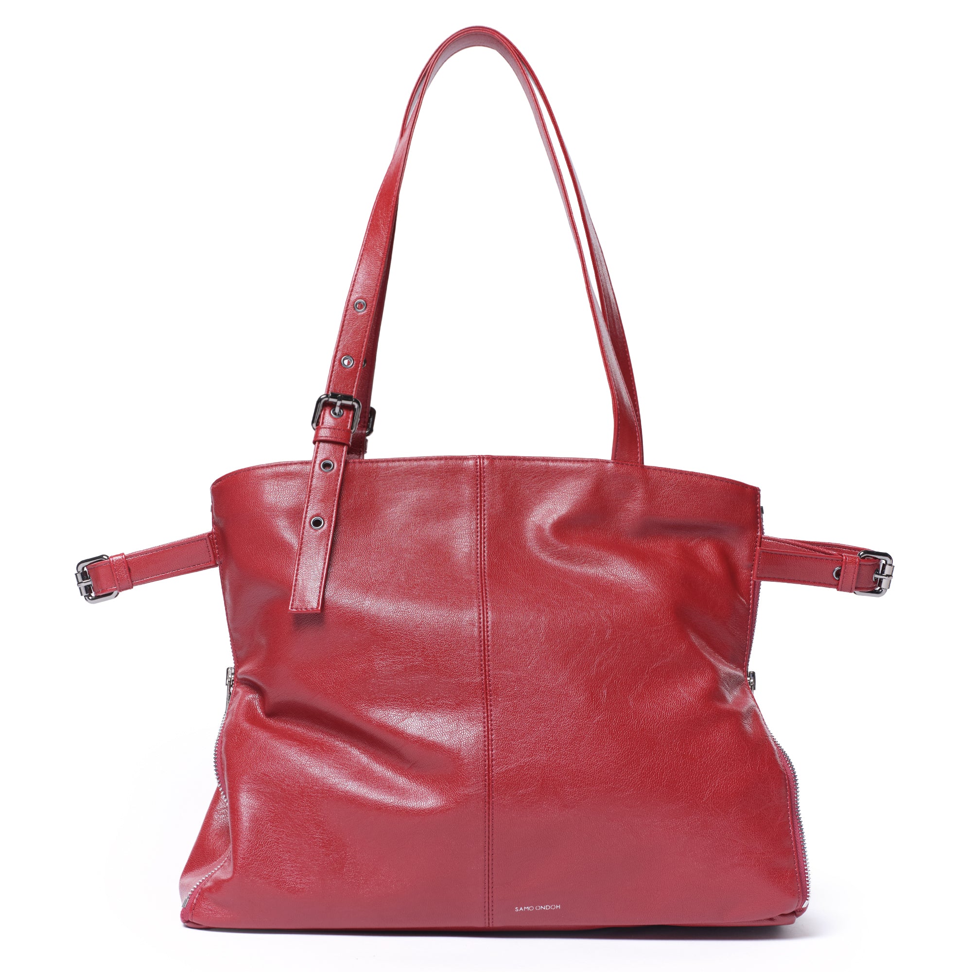 zipper shopper bag L goat red