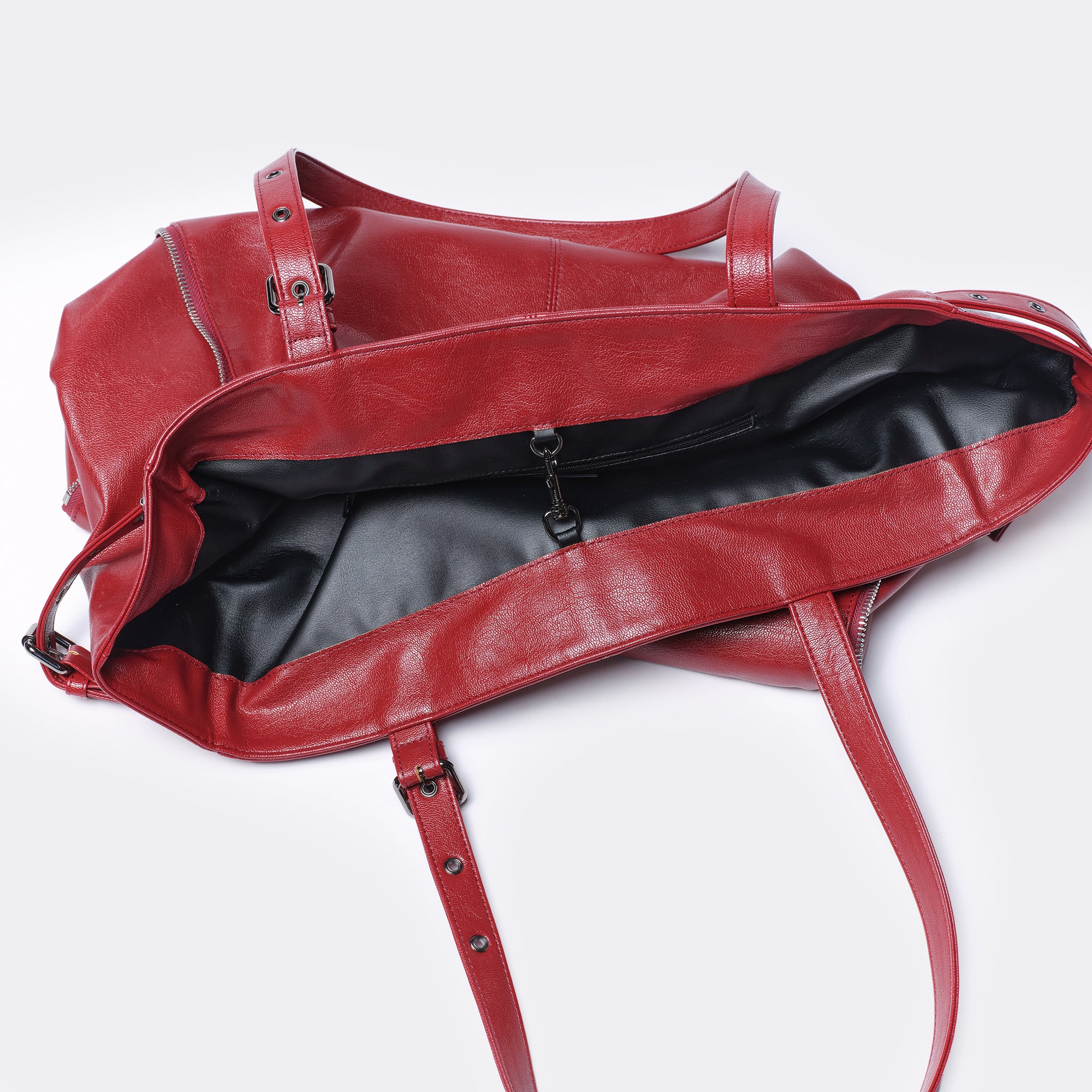 zipper shopper bag L goat red