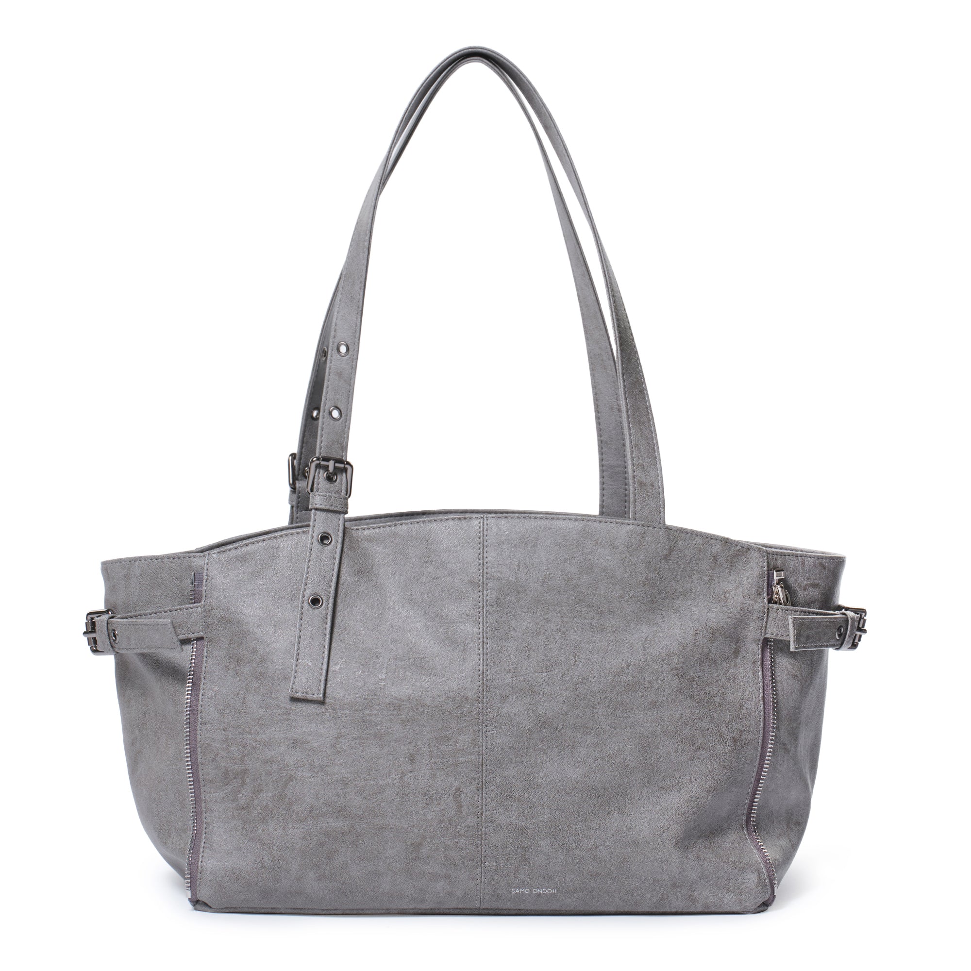zipper shopper bag M brushed gray