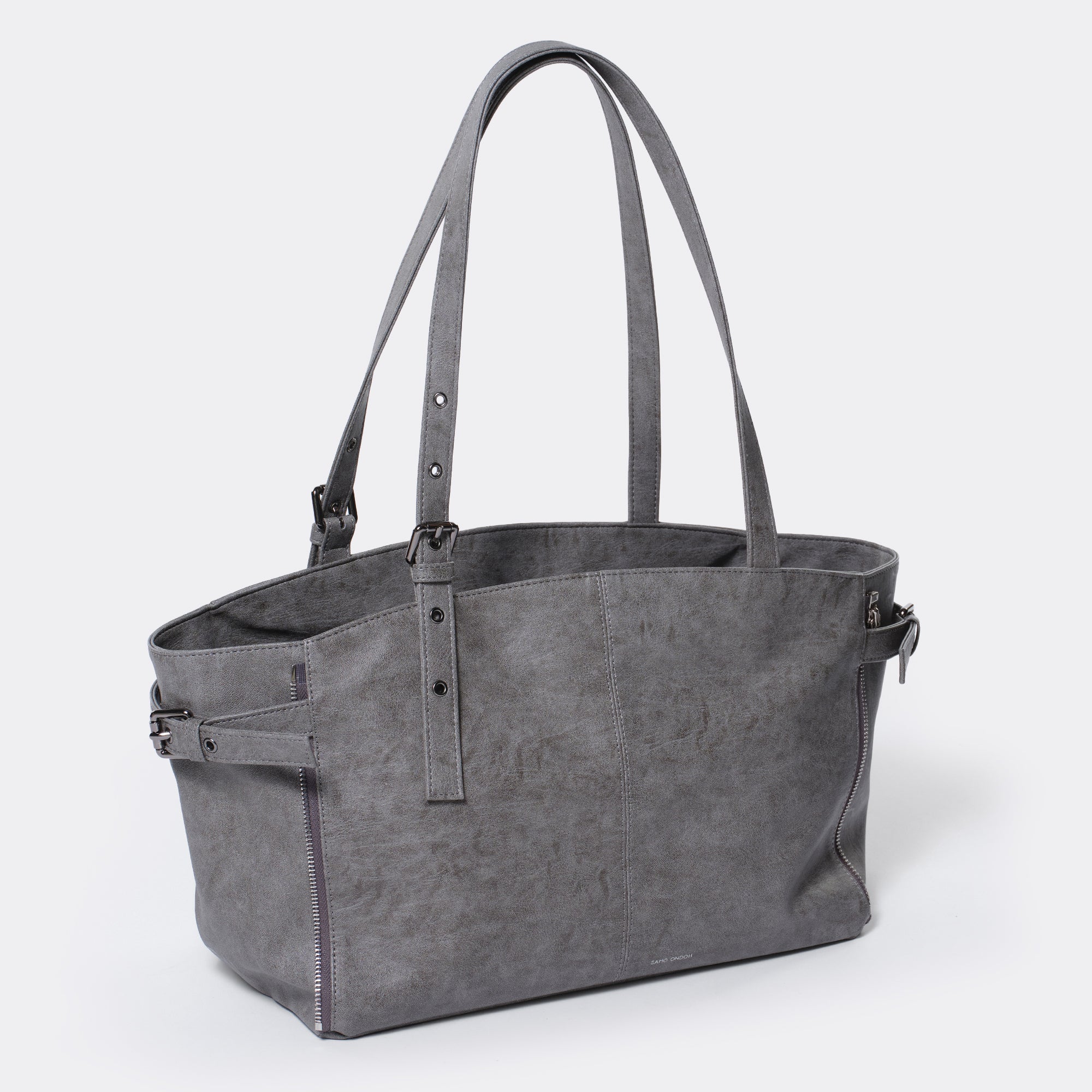 zipper shopper bag M brushed gray