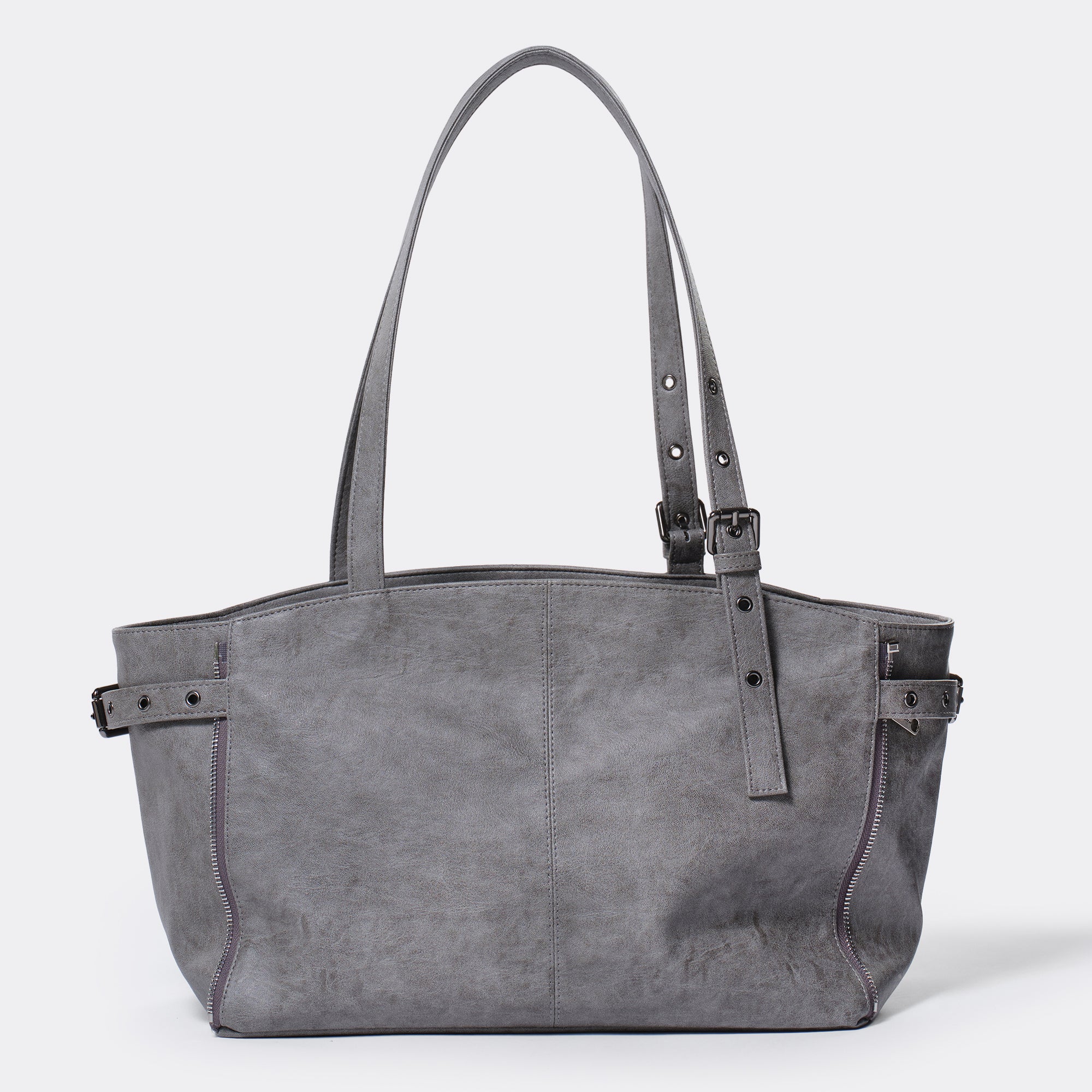 zipper shopper bag M brushed gray