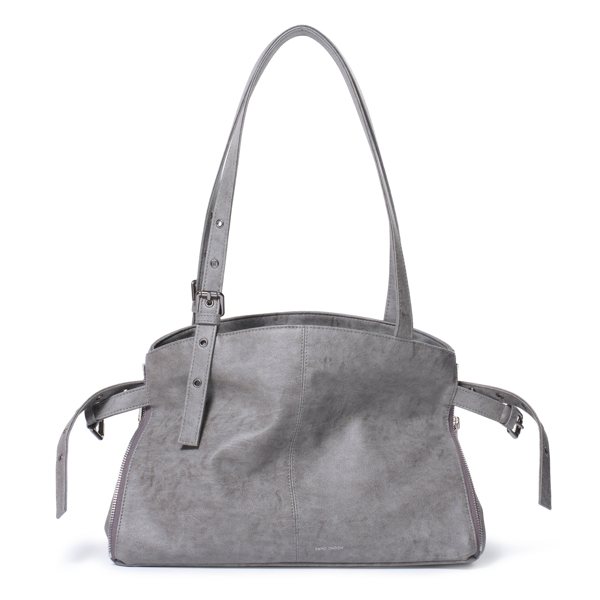 zipper shopper bag M brushed gray