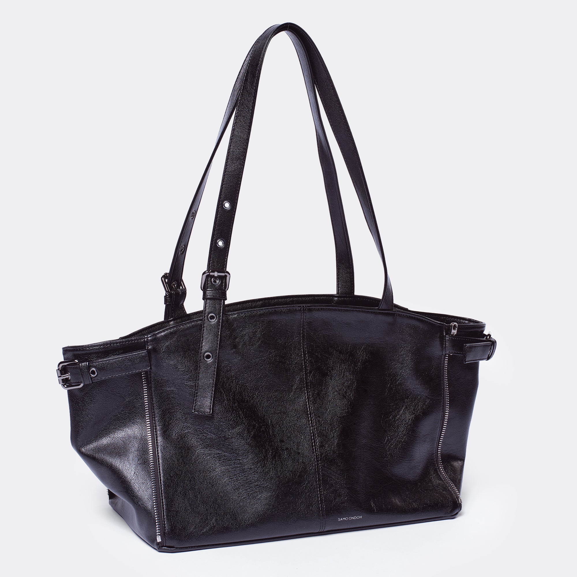 zipper shopper bag M goat black